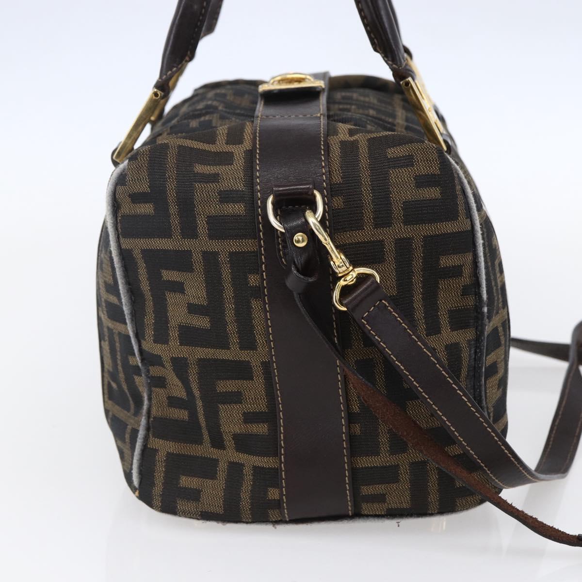 FENDI Zucca Canvas Hand Bag 2way Black Brown Auth 149131