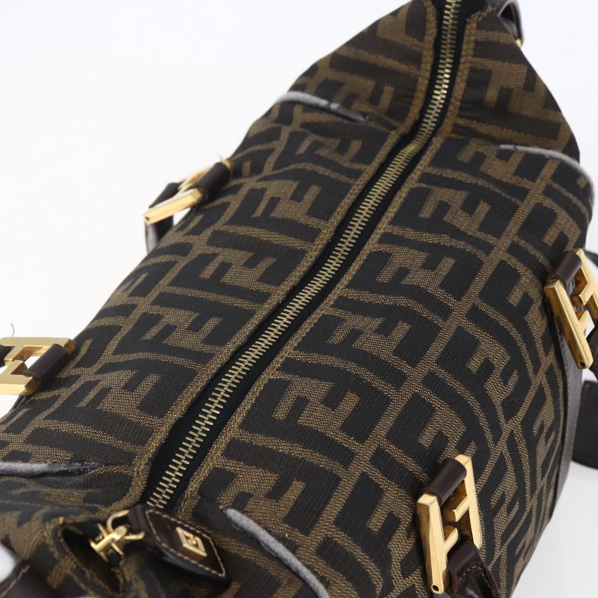 FENDI Zucca Canvas Hand Bag 2way Black Brown Auth 149131