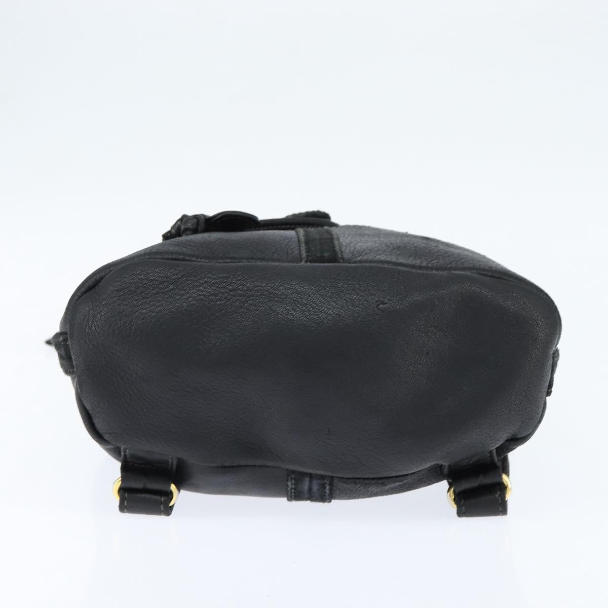 FENDI Backpack Leather Black Gold Auth 149132