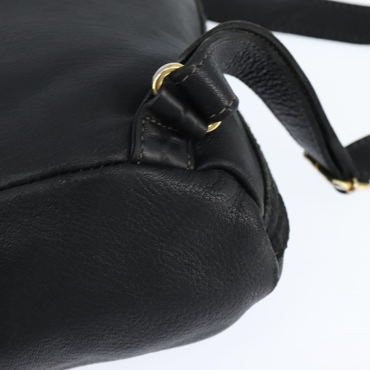 FENDI Backpack Leather Black Gold Auth 149132