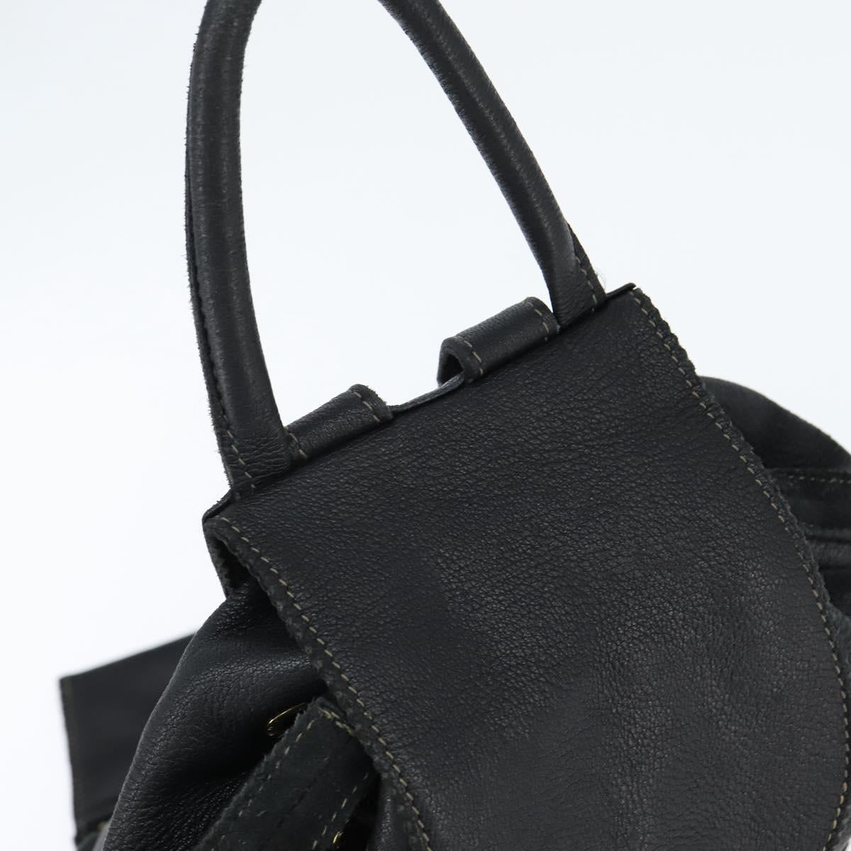 FENDI Backpack Leather Black Gold Auth 149132