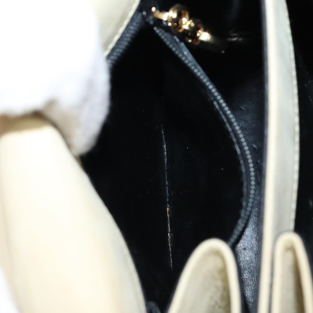 Salvatore Ferragamo Gancini Hand Bag Suede 2way Ivory Gold Auth 149146