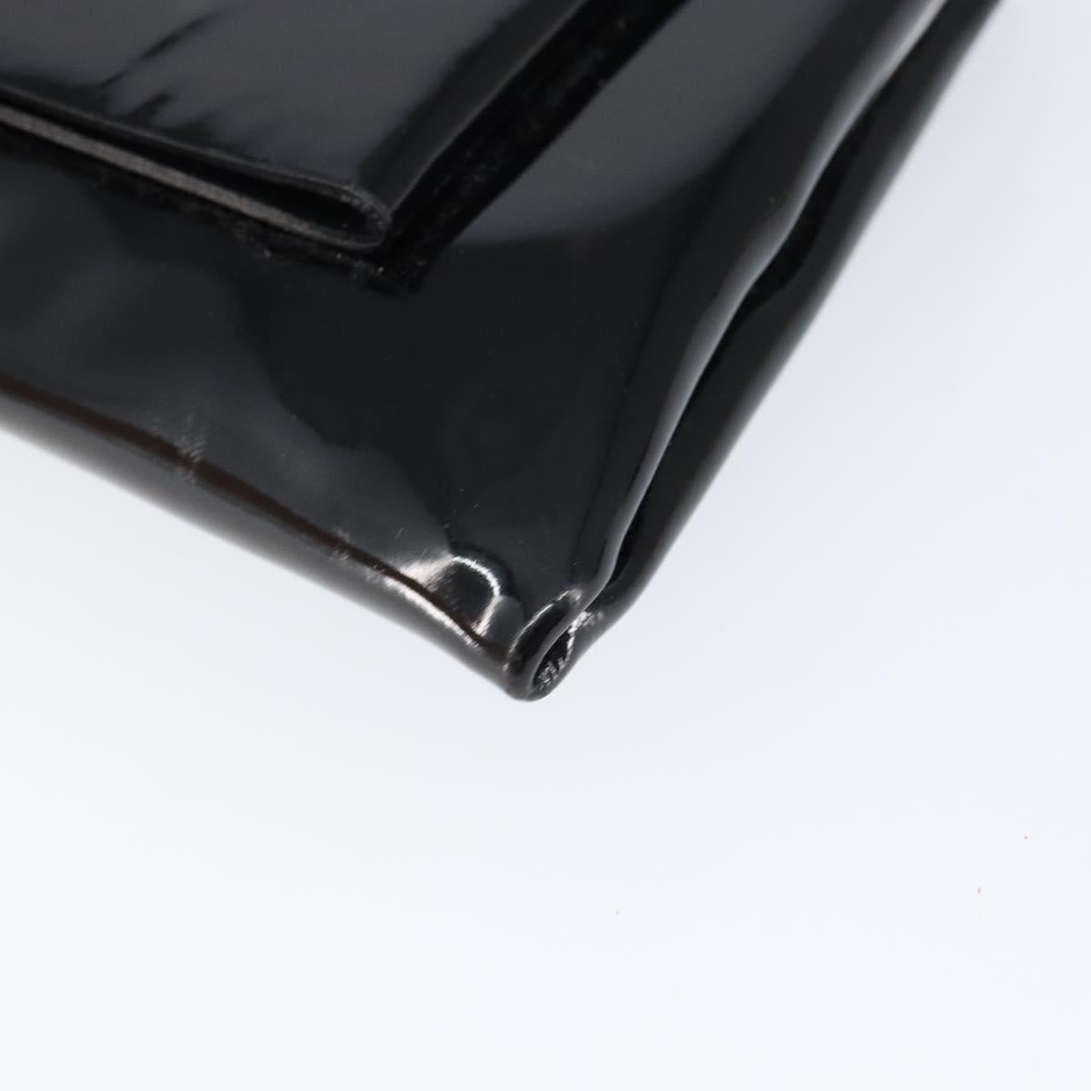 Salvatore Ferragamo Vala Shoulder Bag Enamel Black Silver Auth 149147