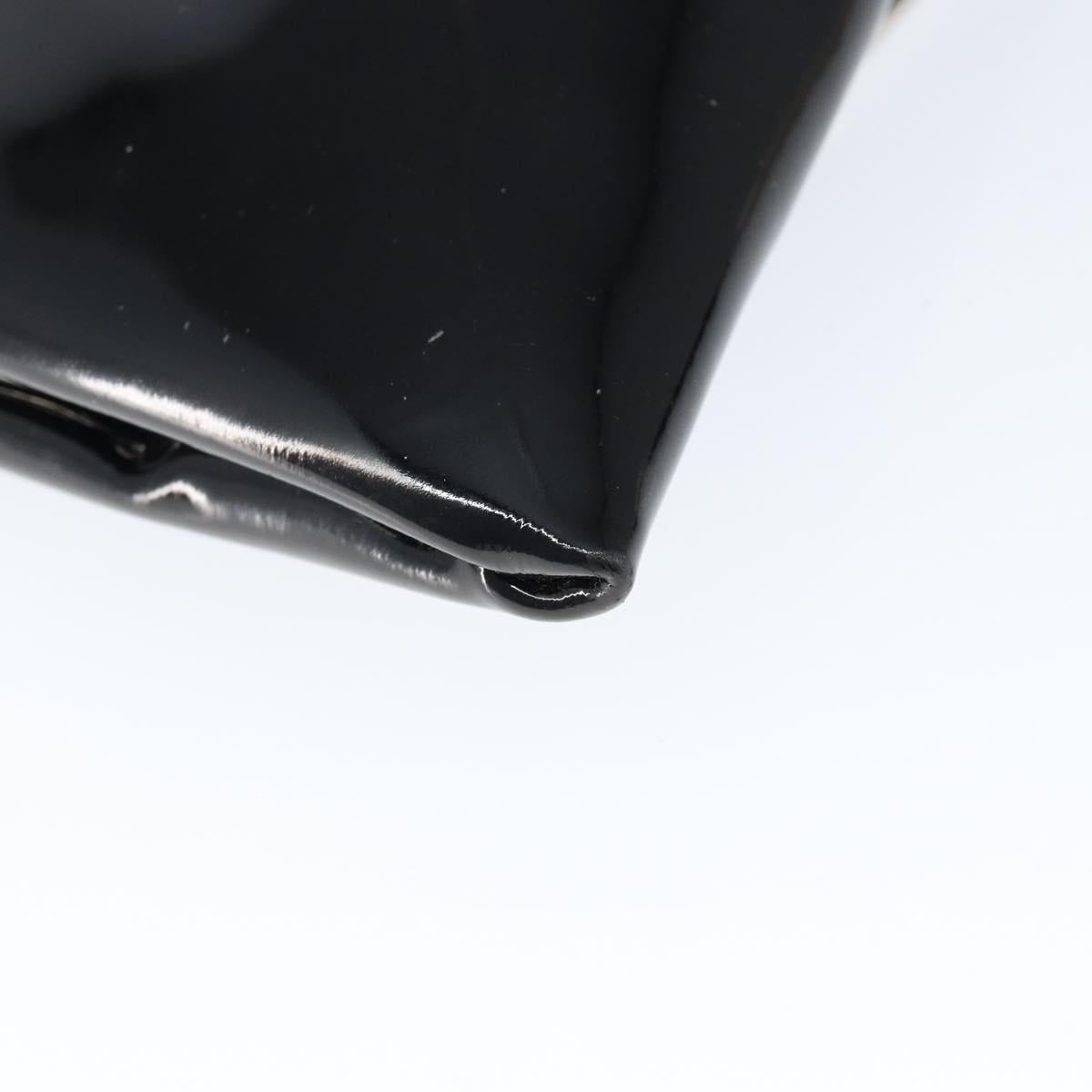 Salvatore Ferragamo Vala Shoulder Bag Enamel Black Silver Auth 149147