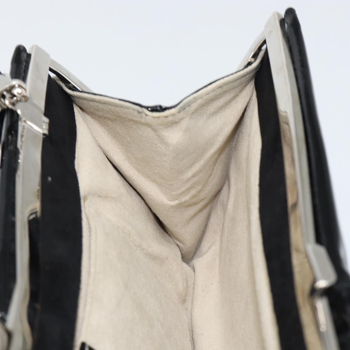 Salvatore Ferragamo Vala Shoulder Bag Enamel Black Silver Auth 149147