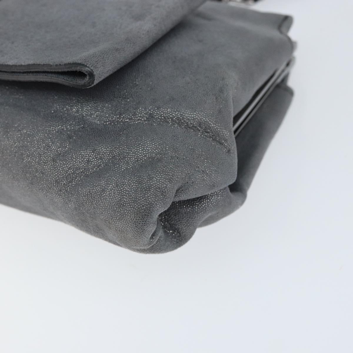 Salvatore Ferragamo Vala Shoulder Bag Suede Gray Silver Auth 149149