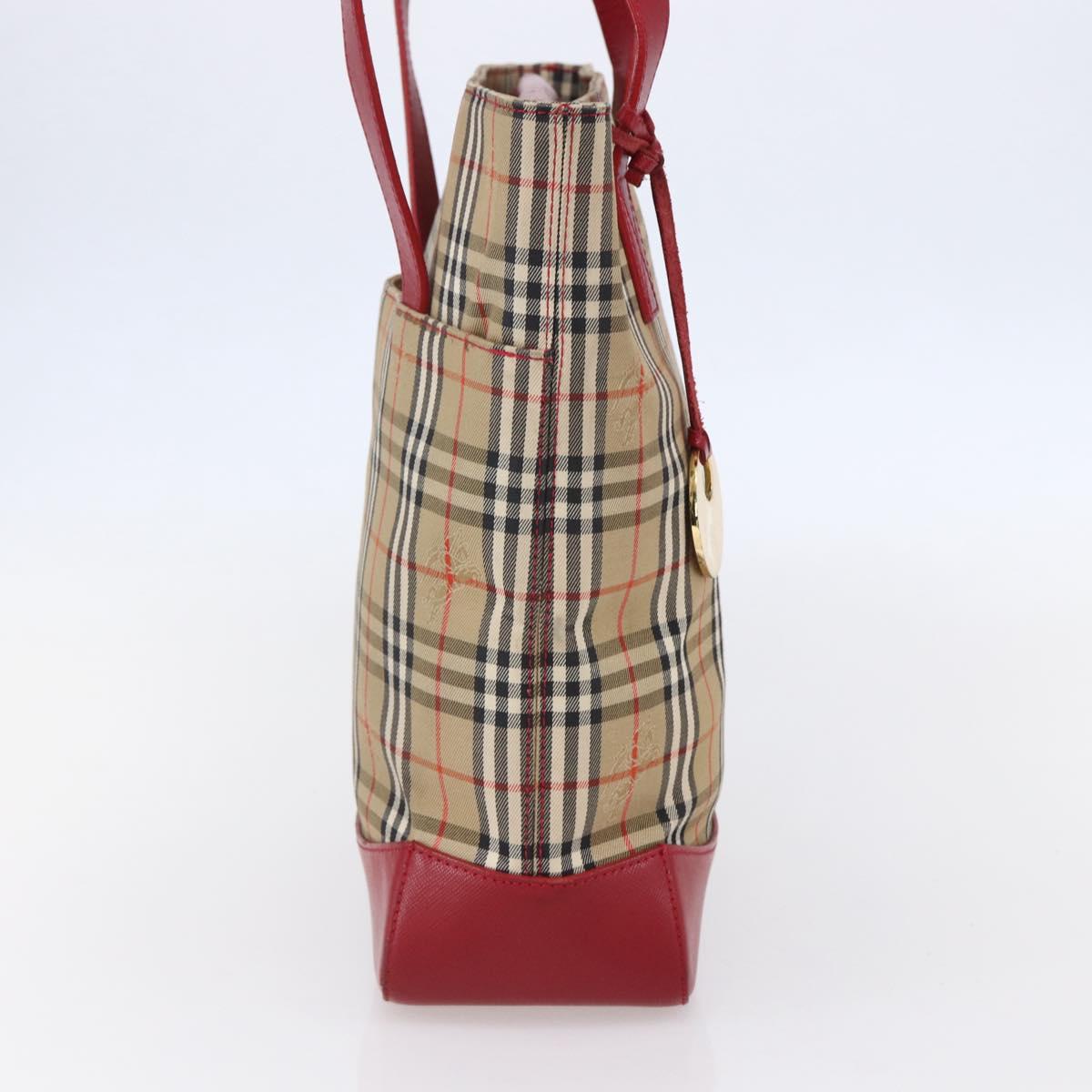 Burberrys Nova Check Tote Bag Canvas Beige Gold Auth 149150