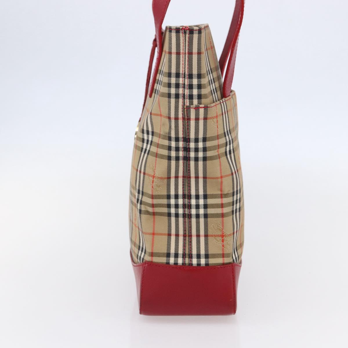 Burberrys Nova Check Tote Bag Canvas Beige Gold Auth 149150
