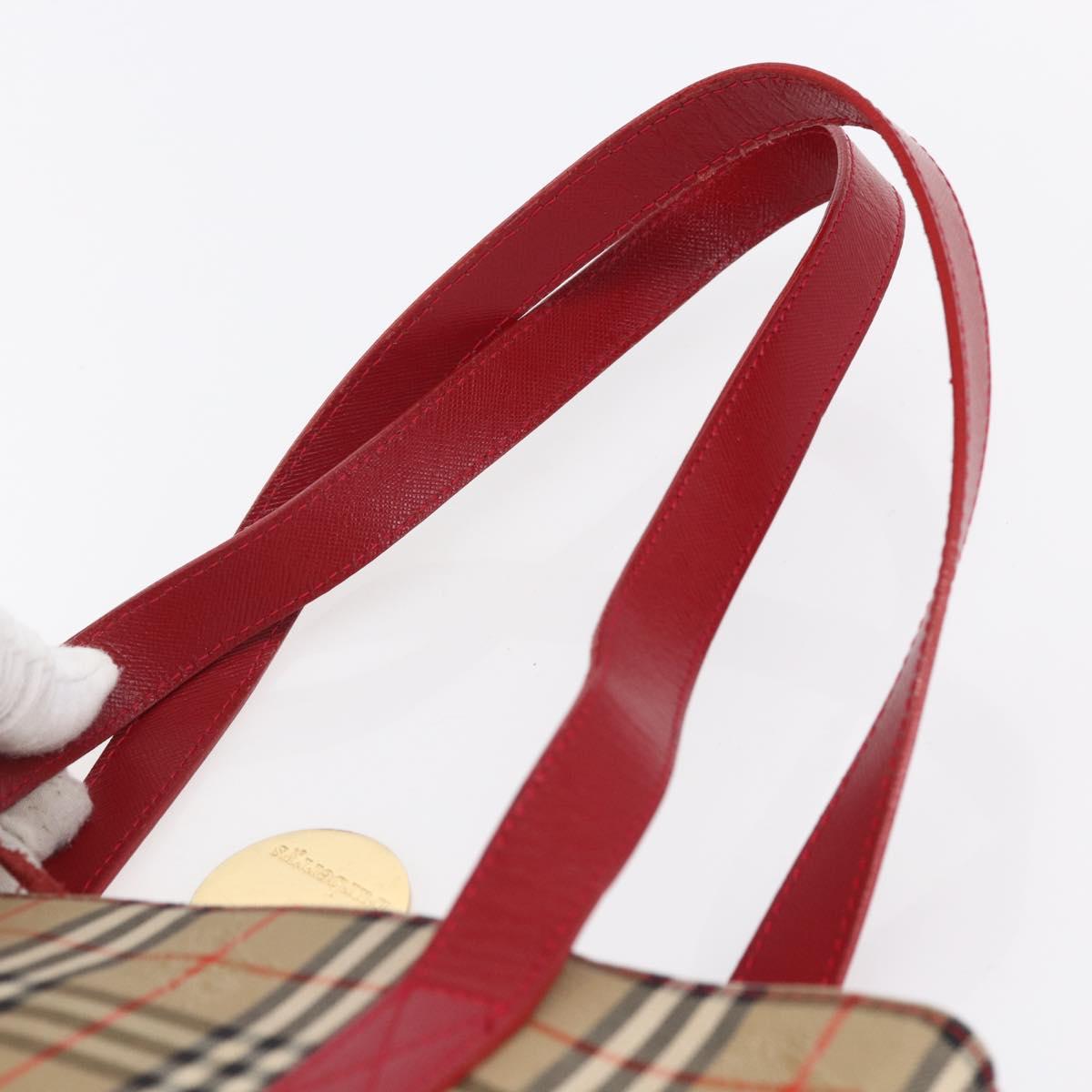 Burberrys Nova Check Tote Bag Canvas Beige Gold Auth 149150