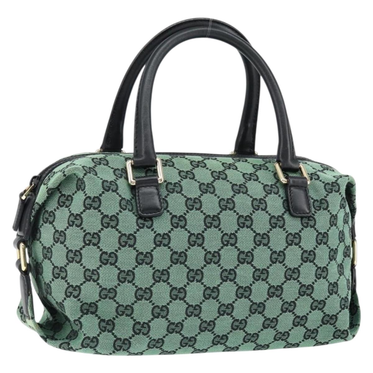 GUCCI GG Canvas Hand Bag Outlet Gold Green 272375 Auth 149154