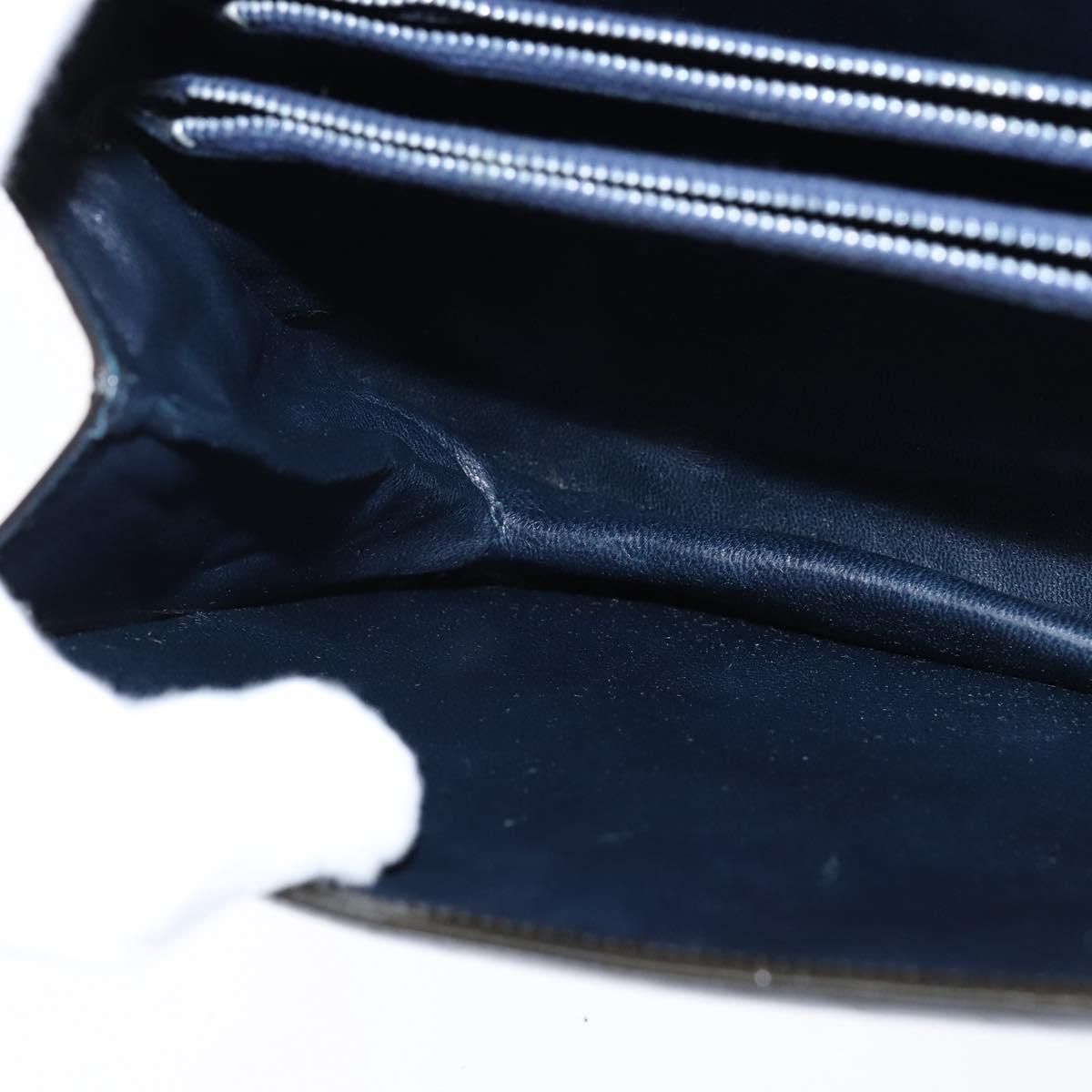 CELINE Horse Carriage Shoulder Bag Enamel Black Gold Auth 149158