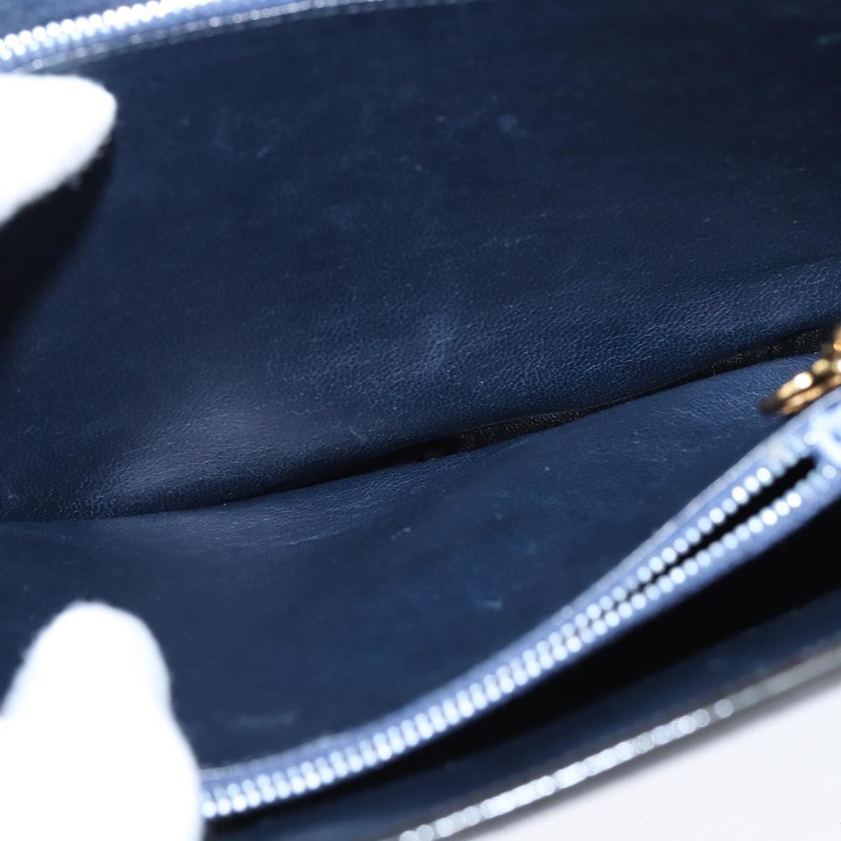 CELINE Horse Carriage Shoulder Bag Enamel Black Gold Auth 149158