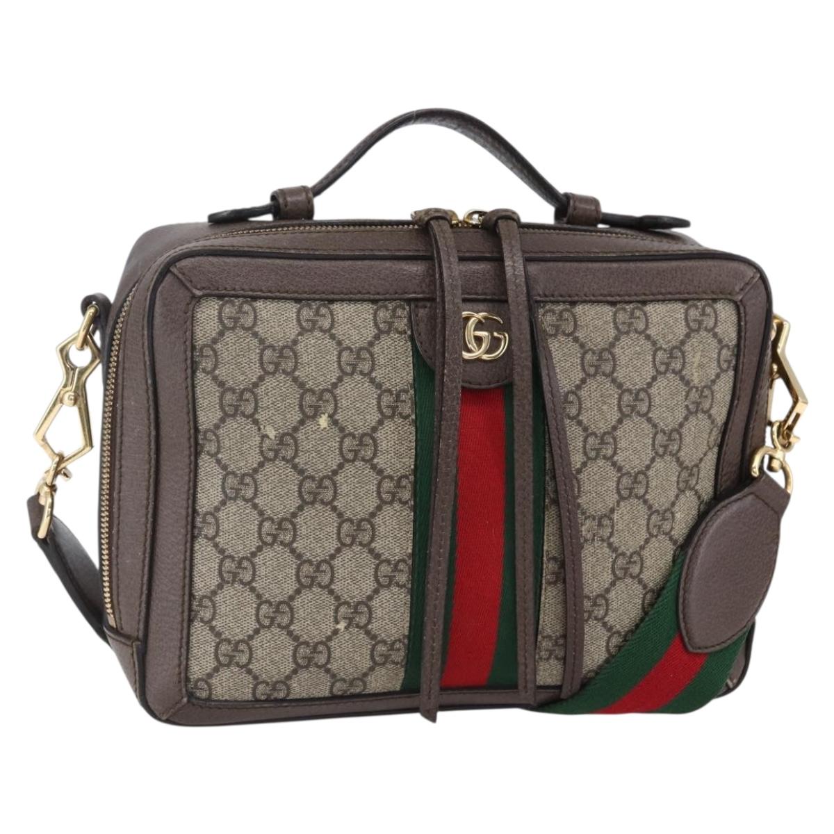 GUCCI Ophidia GG Supreme Web Sherry Line Bag PVC Beige 550622 Auth 149185