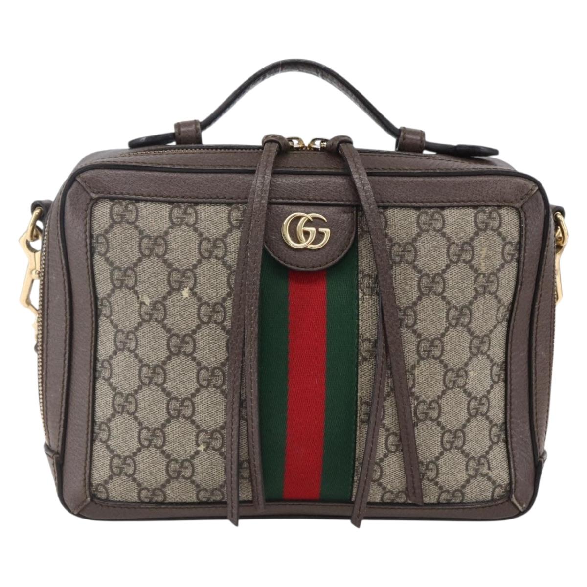 GUCCI Ophidia GG Supreme Web Sherry Line Bag PVC Beige 550622 Auth 149185