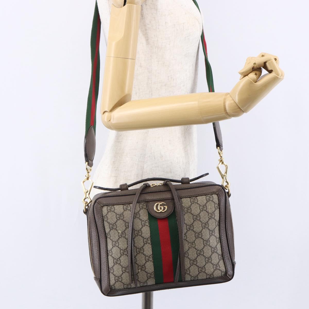 GUCCI Ophidia GG Supreme Web Sherry Line Bag PVC Beige 550622 Auth 149185