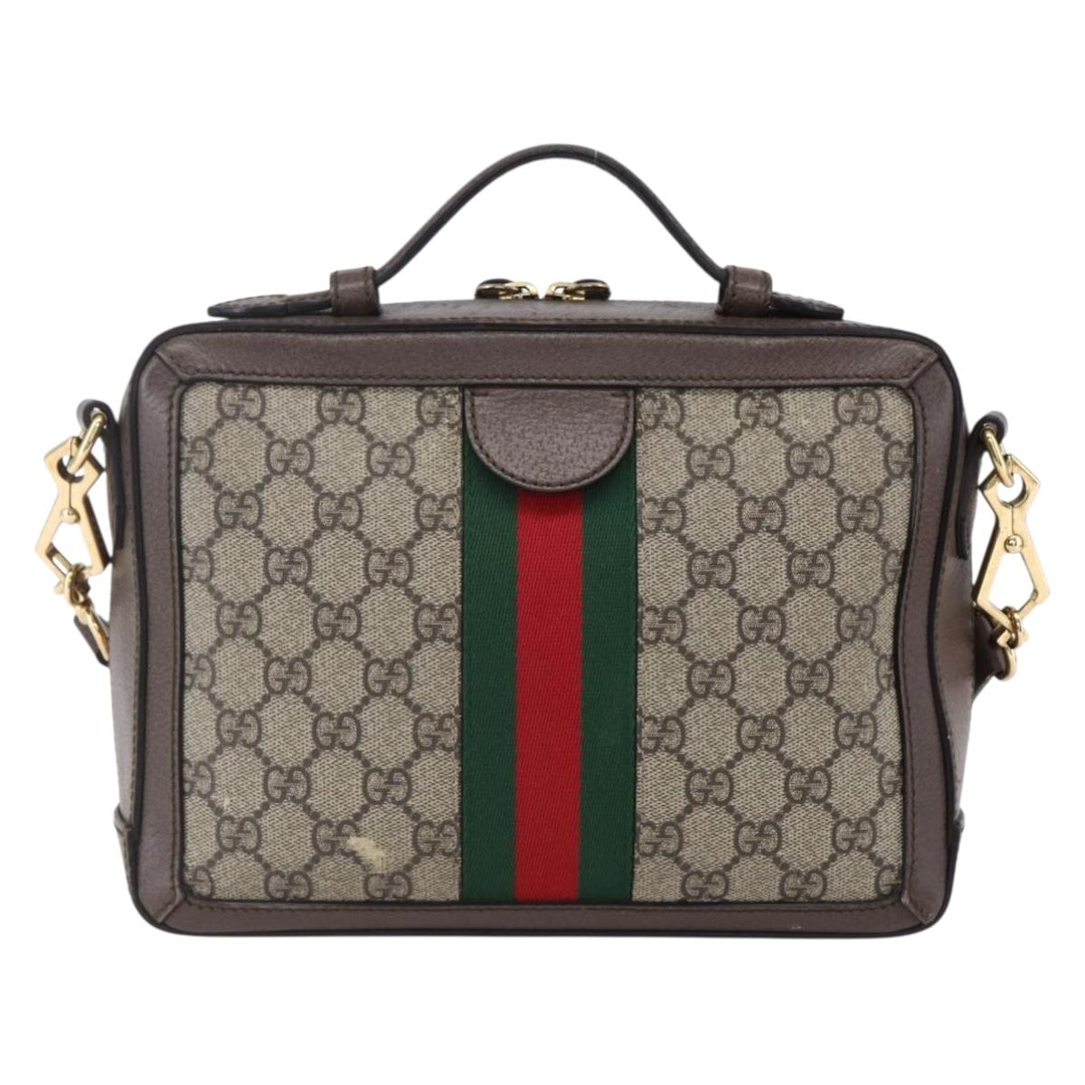 GUCCI Ophidia GG Supreme Web Sherry Line Bag PVC Beige 550622 Auth 149185