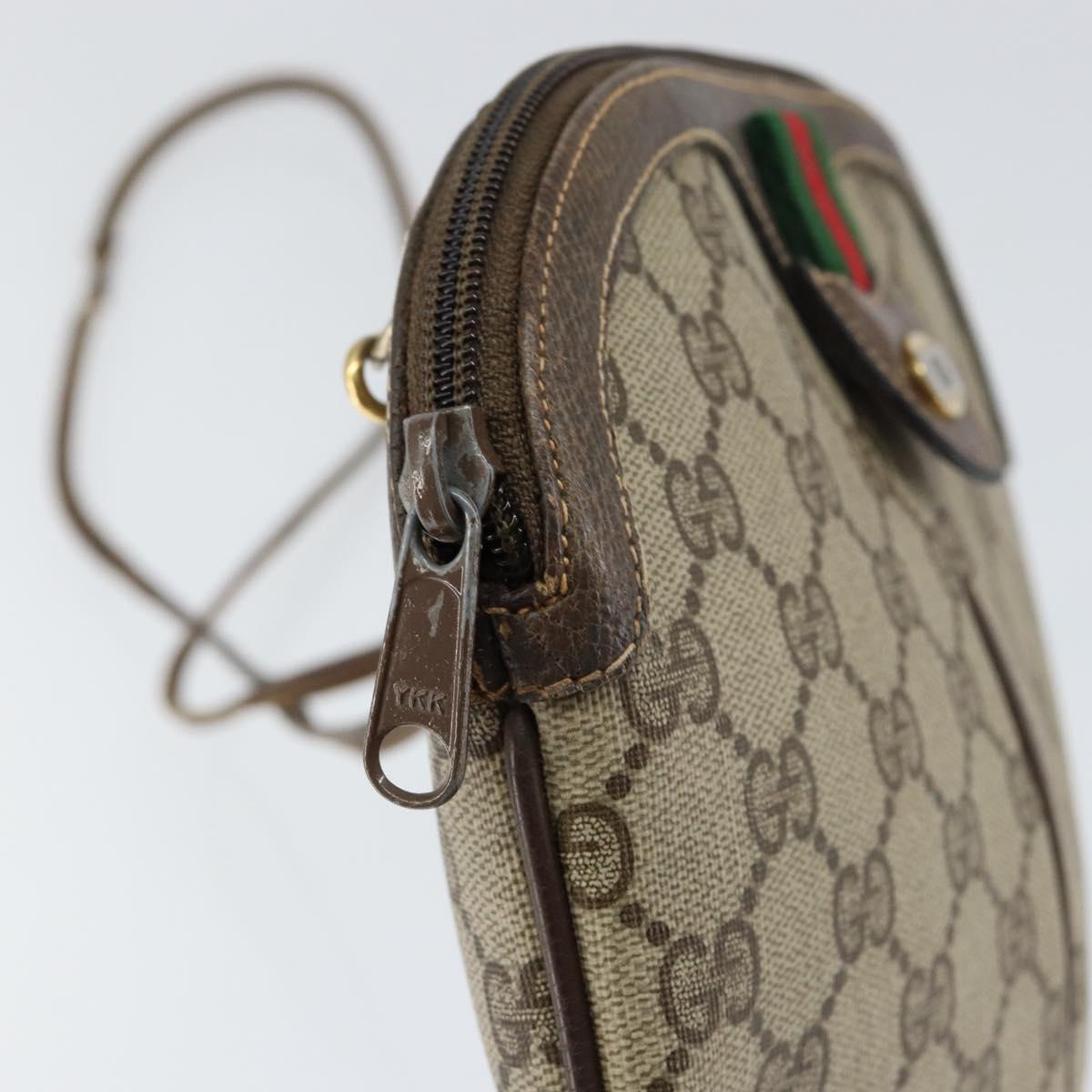 GUCCI GG Supreme Web Sherry Line Bag PVC Beige Gold 904 02 047 Auth 149187