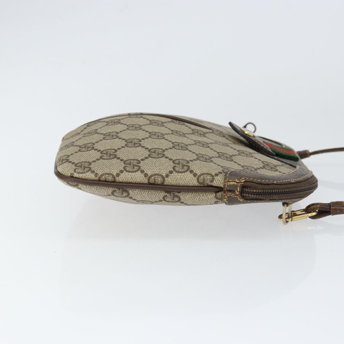 GUCCI GG Supreme Web Sherry Line Bag PVC Beige Gold 904 02 047 Auth 149187