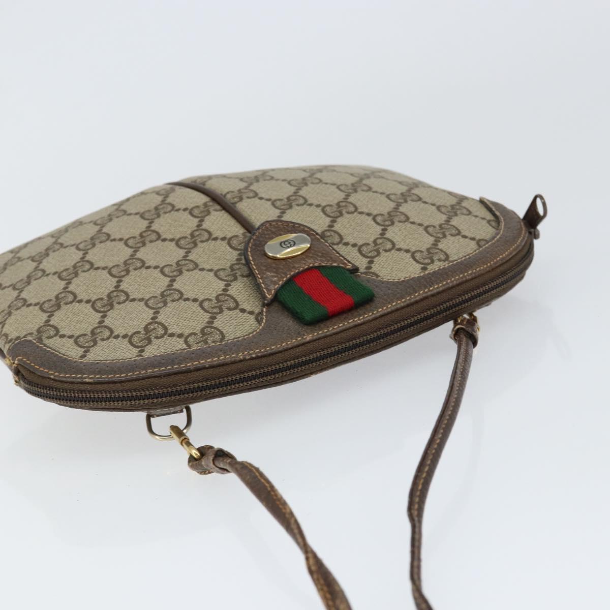 GUCCI GG Supreme Web Sherry Line Bag PVC Beige Gold 904 02 047 Auth 149187