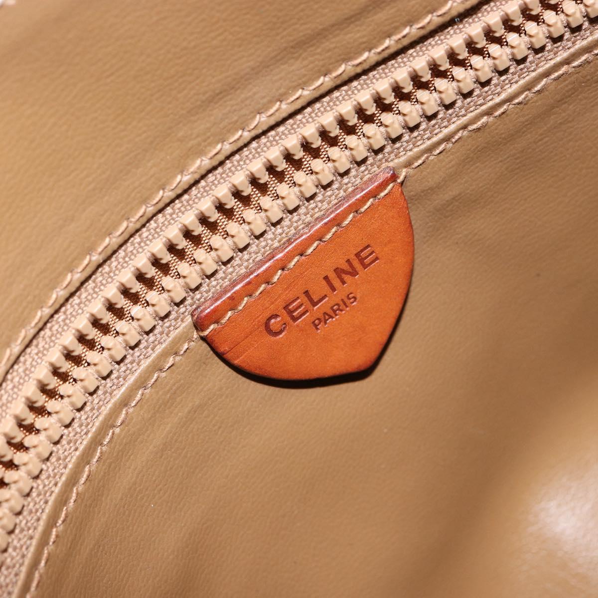 CELINE Macadam Canvas Shoulder Bag PVC Leather Brown Gold Auth 149190