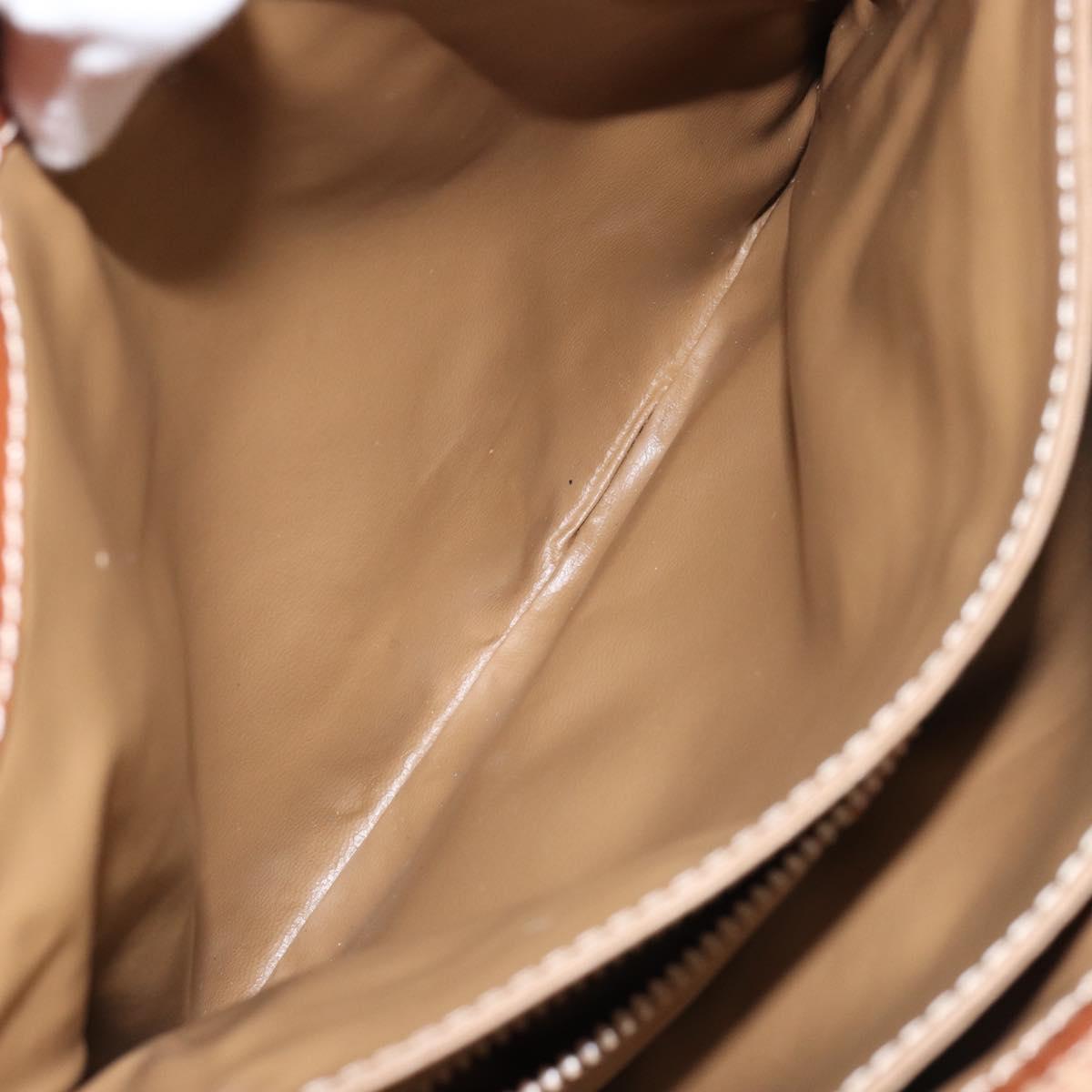 CELINE Macadam Canvas Shoulder Bag PVC Leather Brown Gold Auth 149190