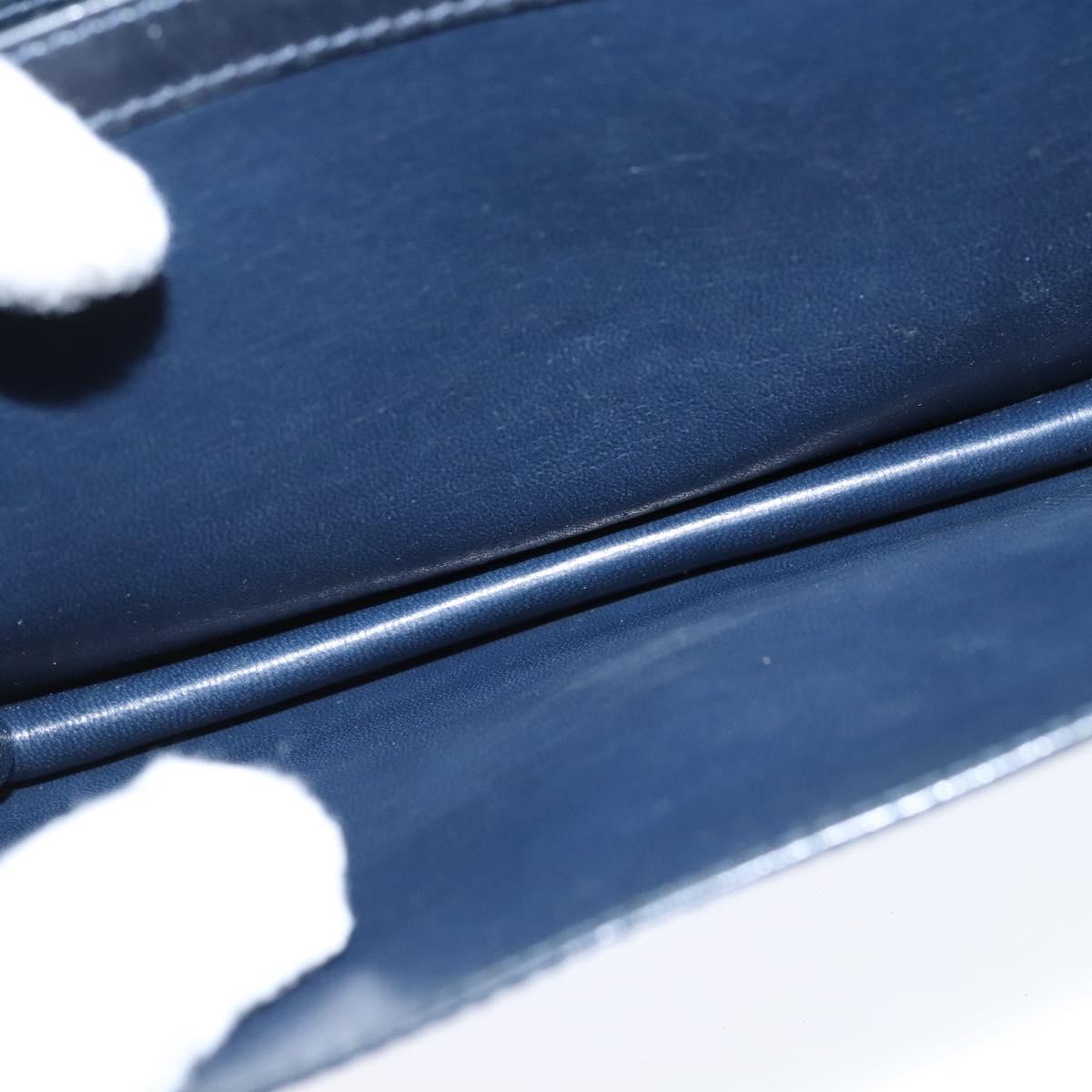 CELINE Shoulder Bag Leather Navy Gold Auth 149191