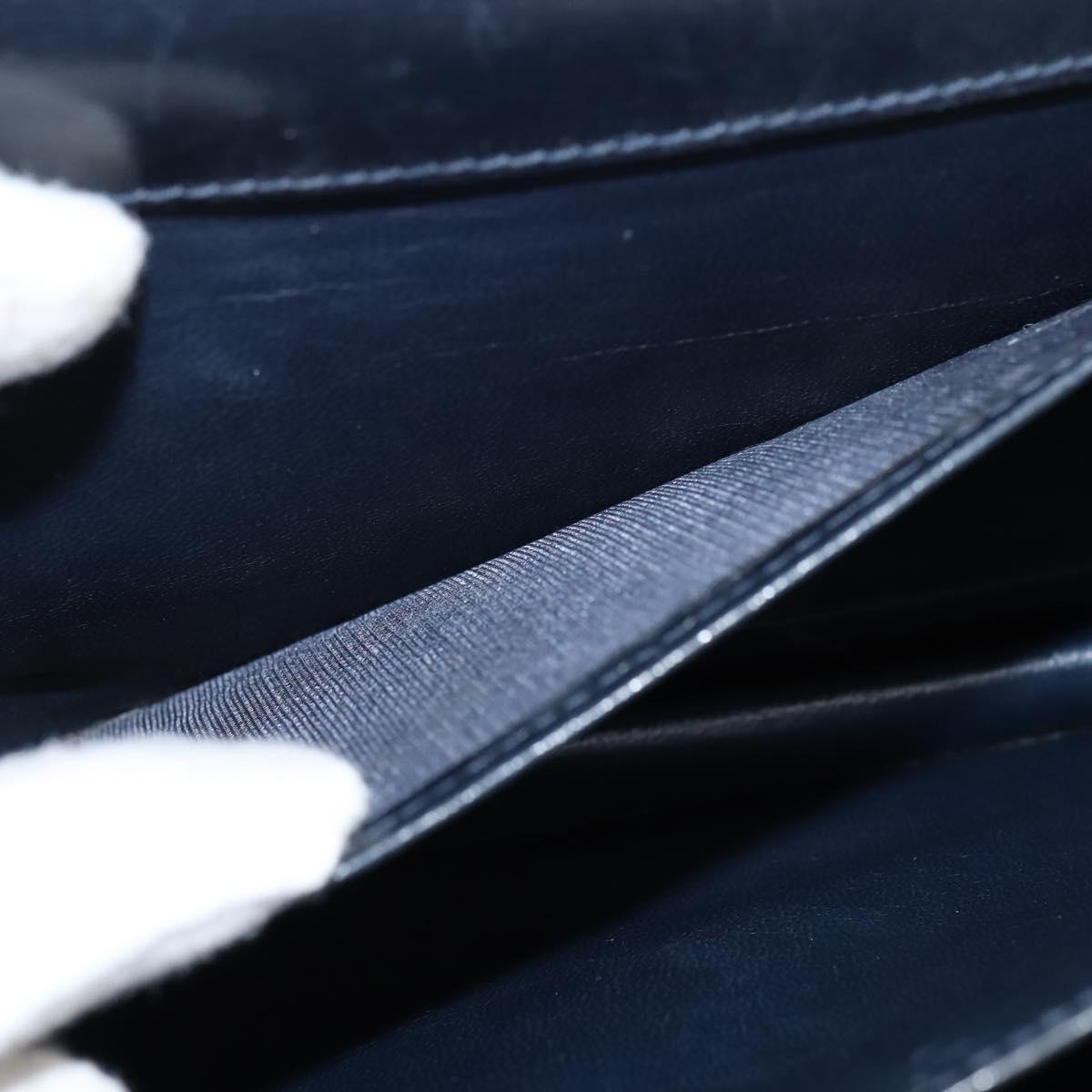 CELINE Shoulder Bag Leather Navy Gold Auth 149191