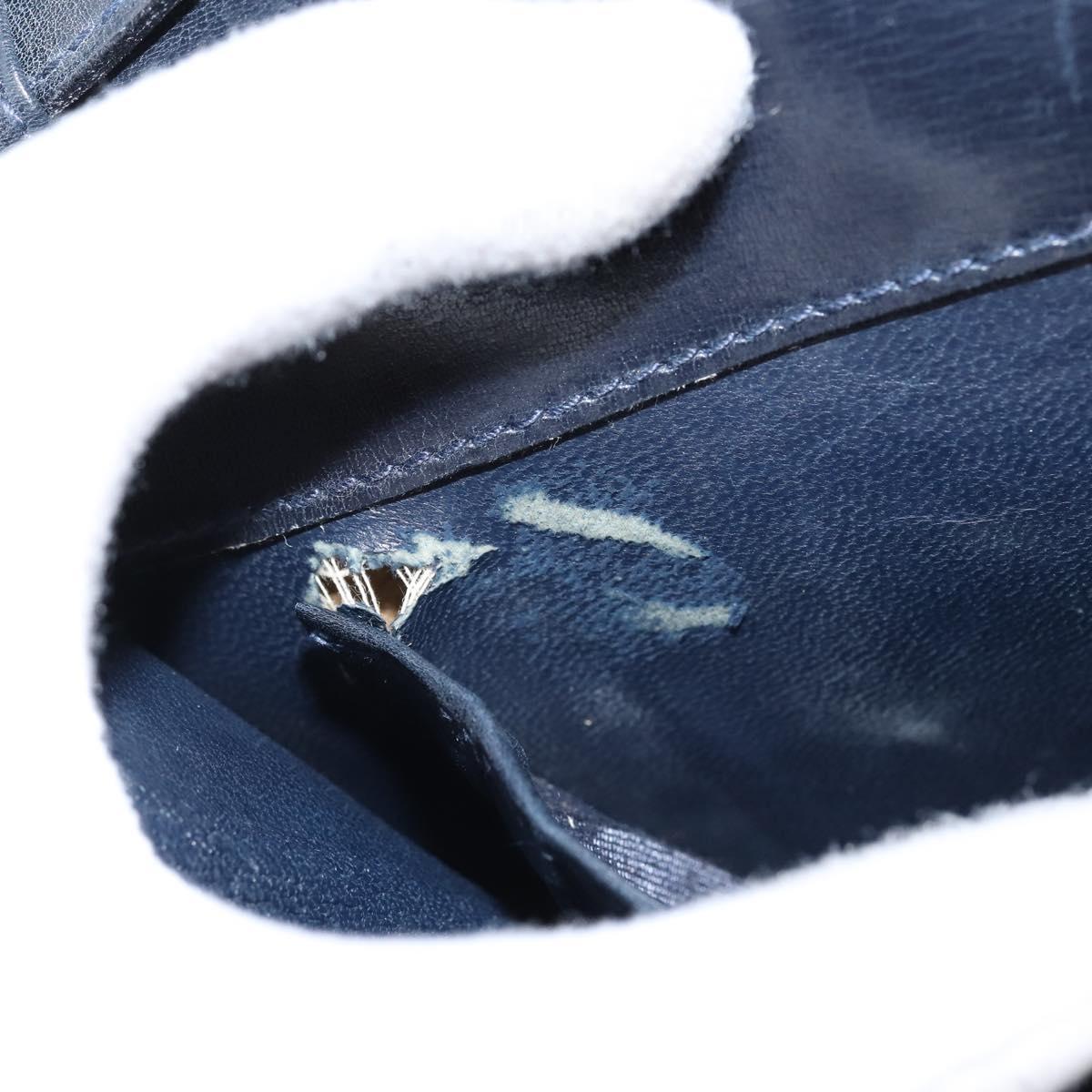 CELINE Shoulder Bag Leather Navy Gold Auth 149191