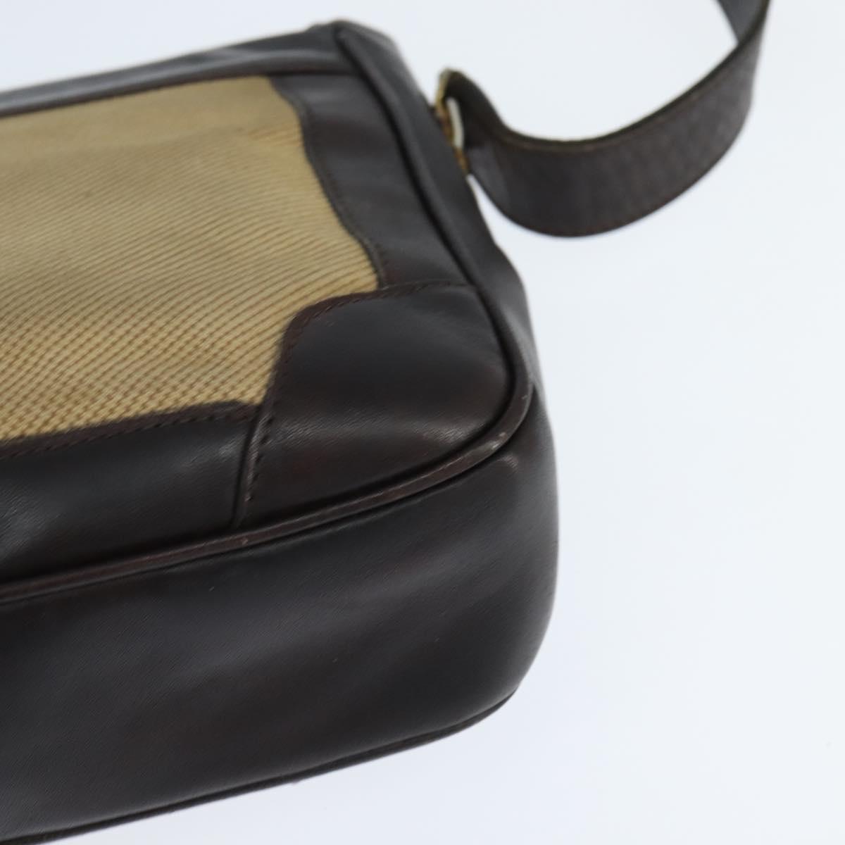 CELINE Shoulder Bag Canvas Beige Gold Auth 149192