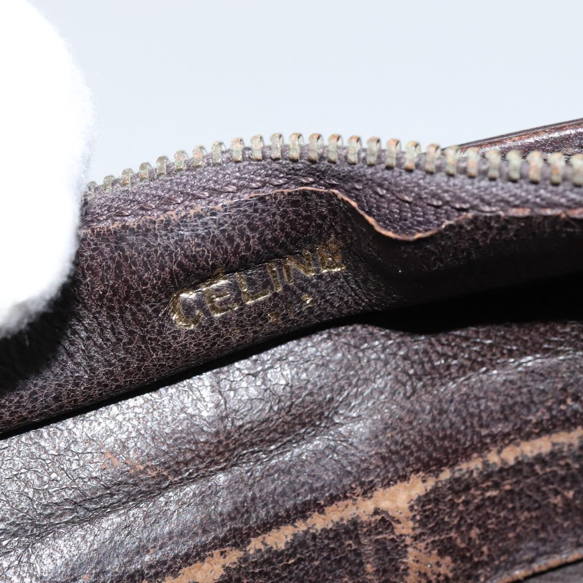 CELINE Shoulder Bag Canvas Beige Gold Auth 149192