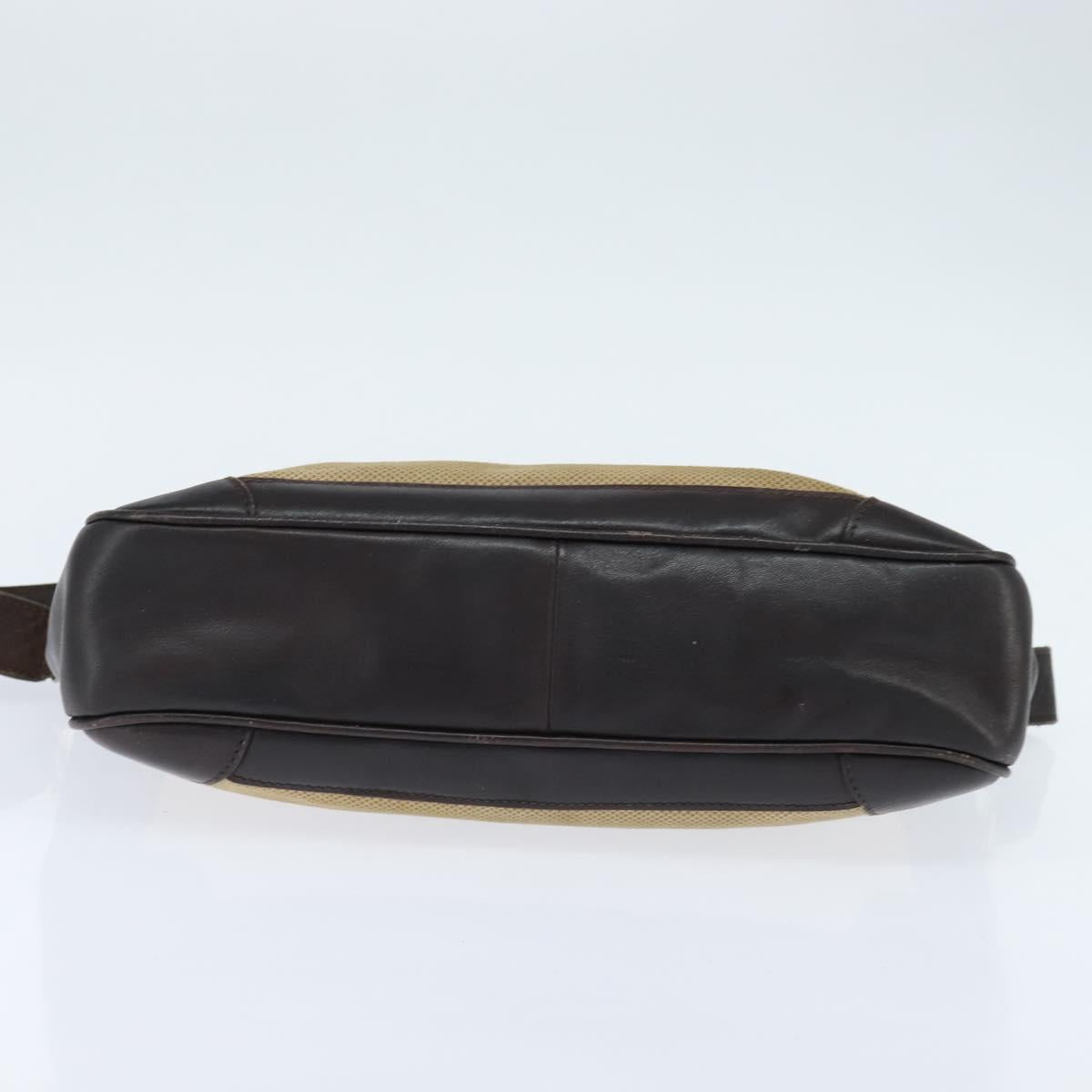 CELINE Shoulder Bag Canvas Beige Gold Auth 149192