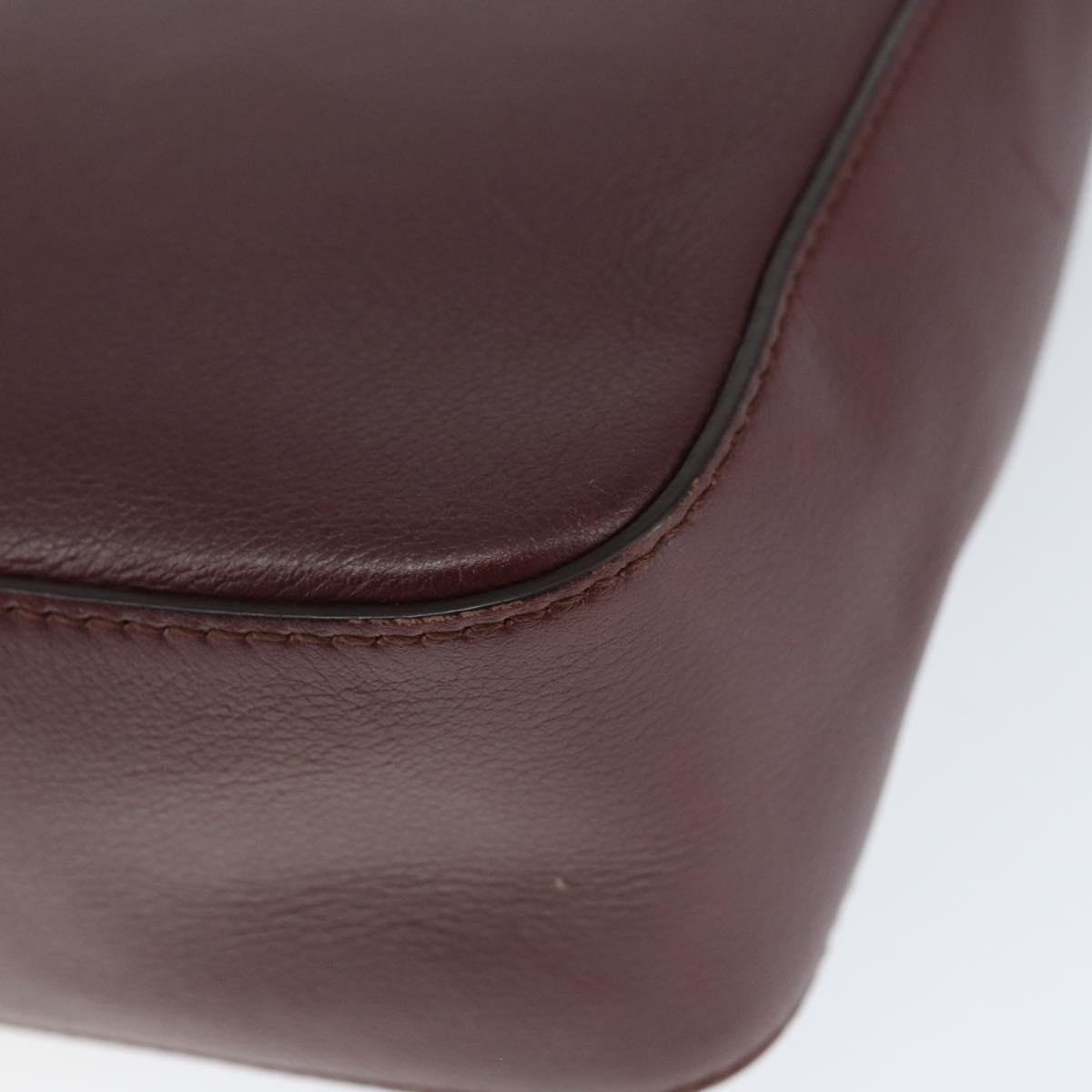 Salvatore Ferragamo Gancini Shoulder Bag Leather Bordeaux Gold Auth 149195