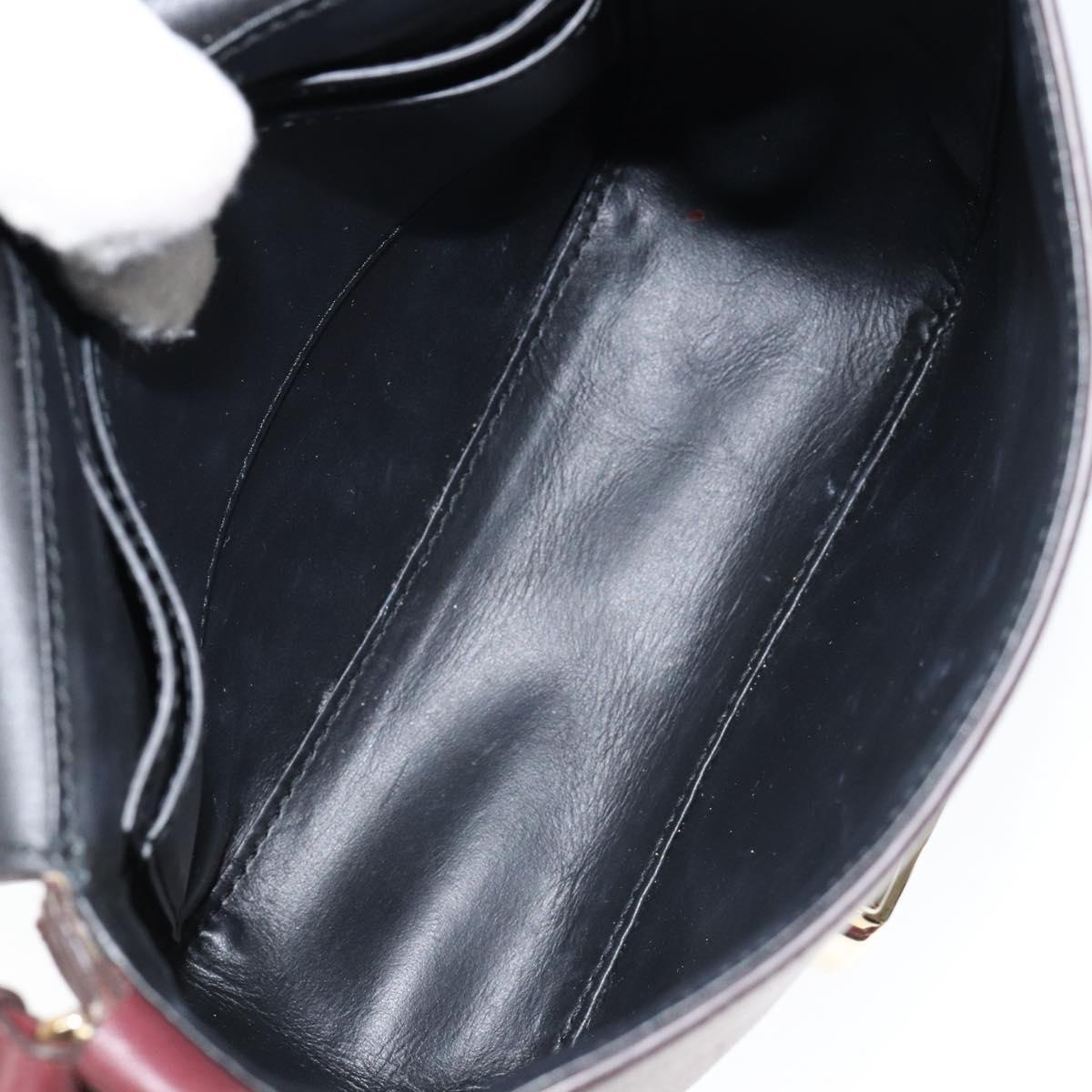 Salvatore Ferragamo Gancini Shoulder Bag Leather Bordeaux Gold Auth 149195