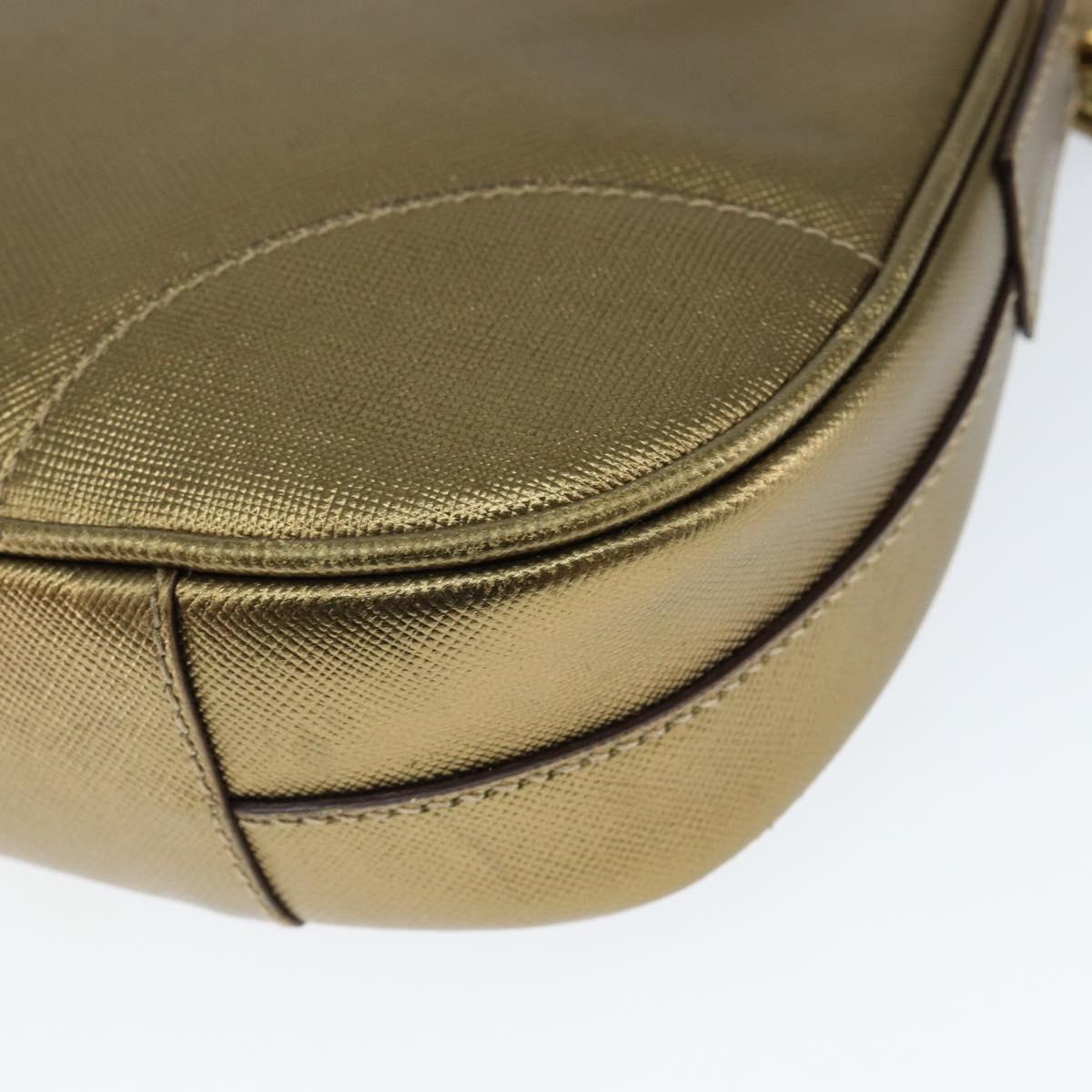 PRADA Shoulder Bag Safiano leather Gold Auth 149196V