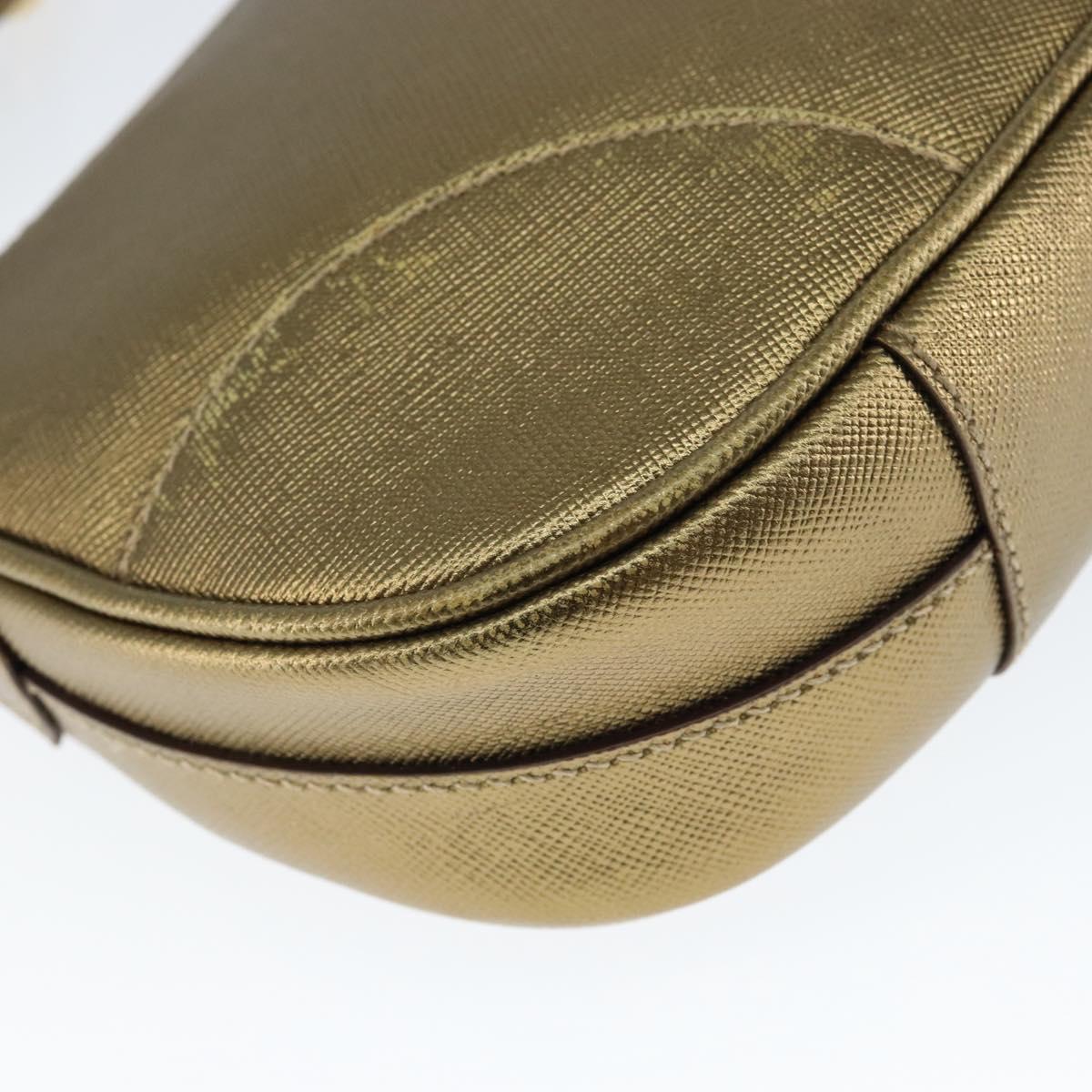 PRADA Shoulder Bag Safiano leather Gold Auth 149196