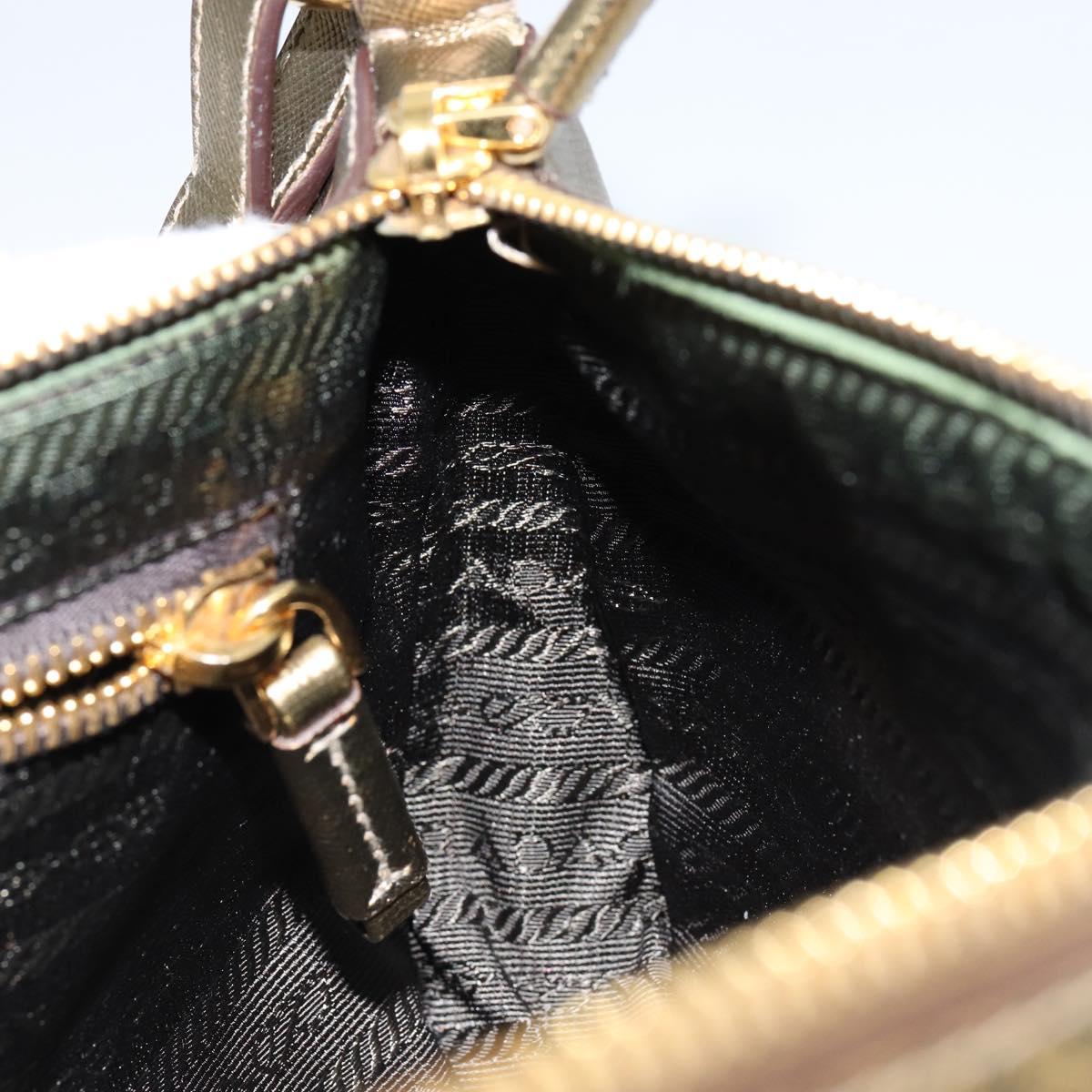 PRADA Shoulder Bag Safiano leather Gold Auth 149196