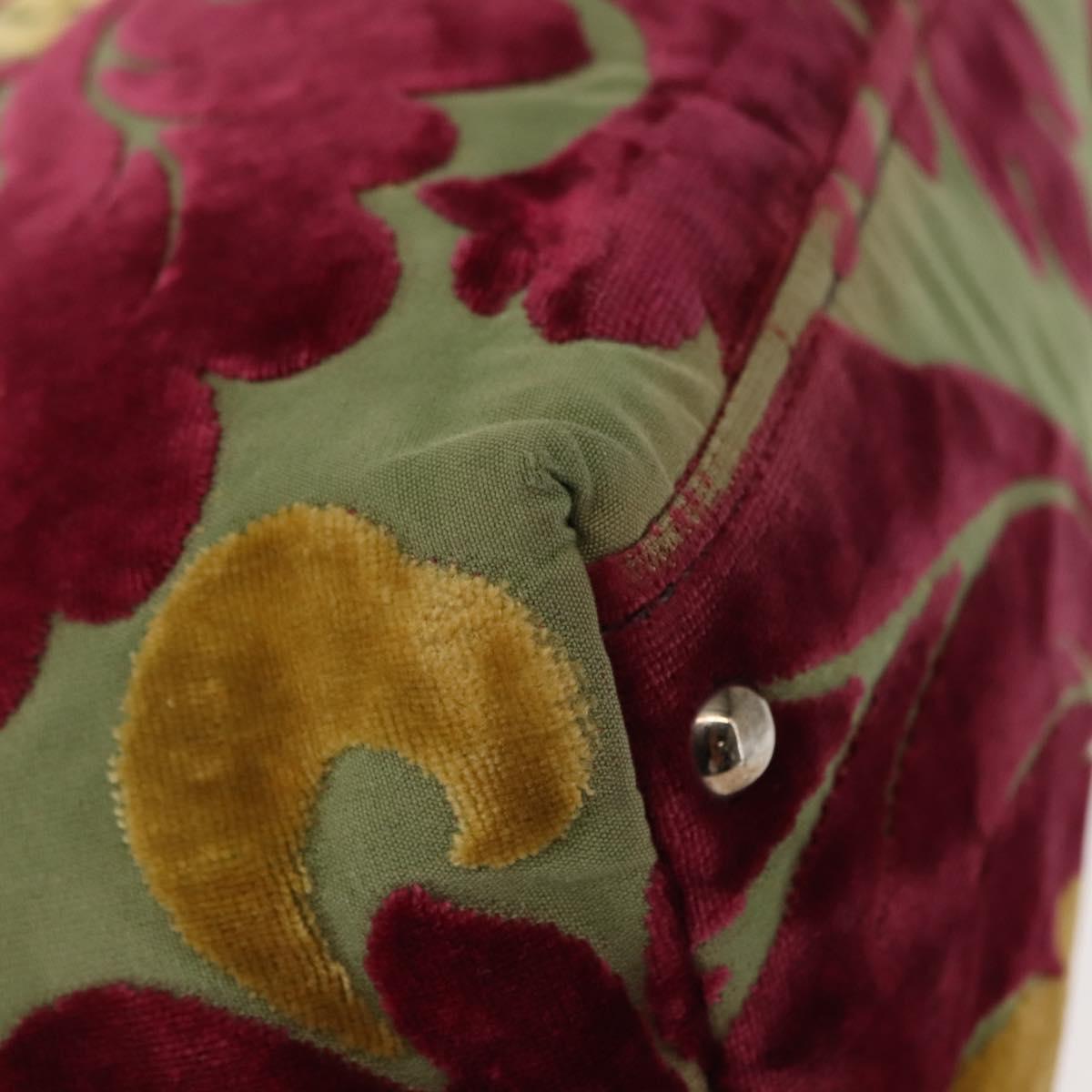 Miu Miu Shoulder Bag Velor Khaki Silver Auth 149197