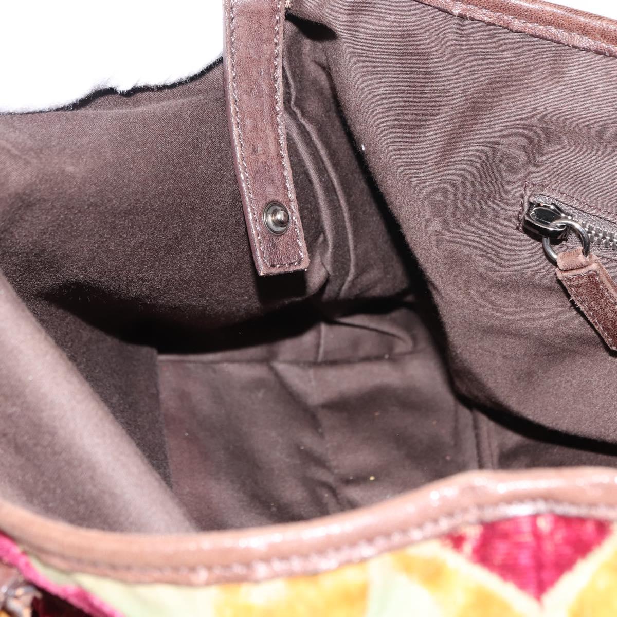 Miu Miu Shoulder Bag Velor Khaki Silver Auth 149197