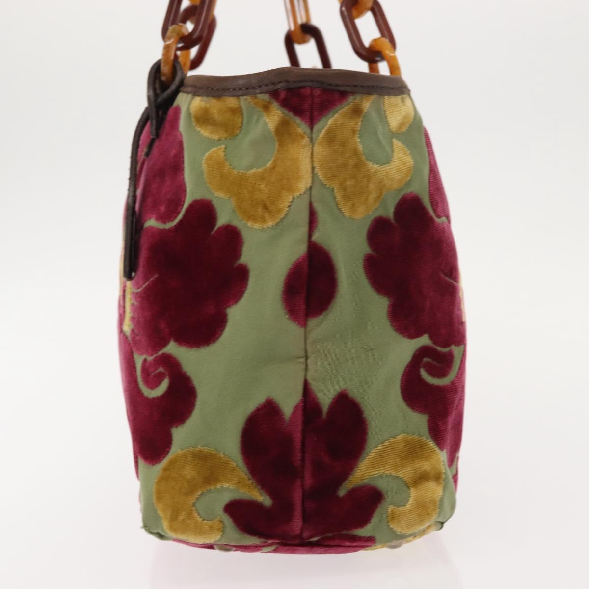 Miu Miu Shoulder Bag Velor Khaki Silver Auth 149197