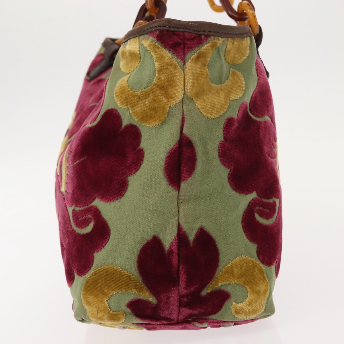 Miu Miu Shoulder Bag Velor Khaki Silver Auth 149197