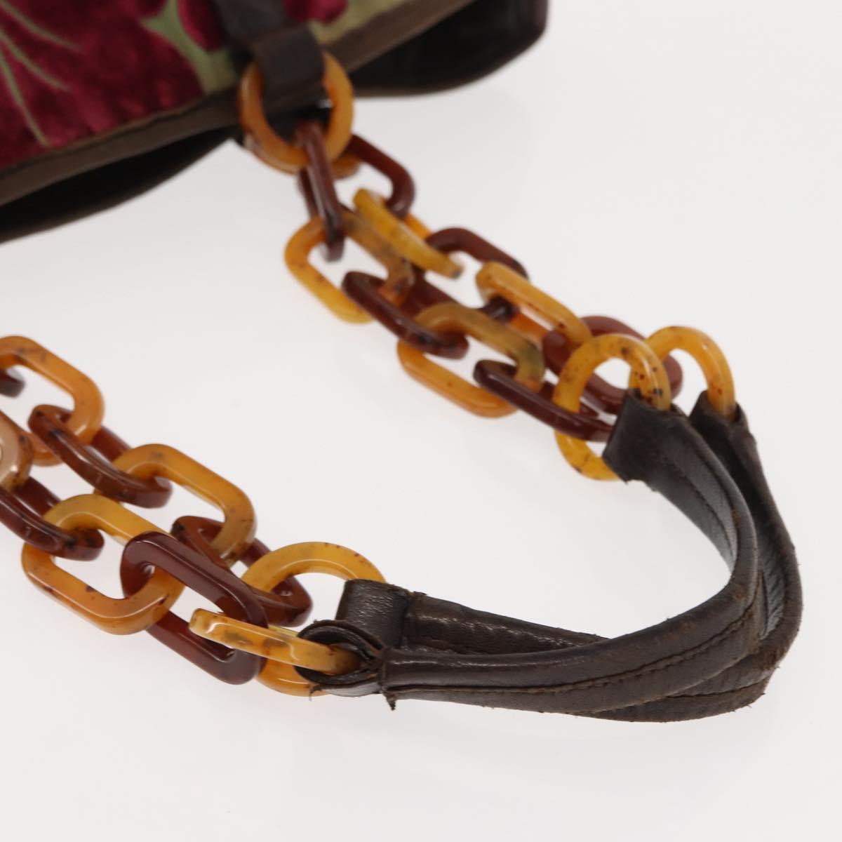 Miu Miu Shoulder Bag Velor Khaki Silver Auth 149197