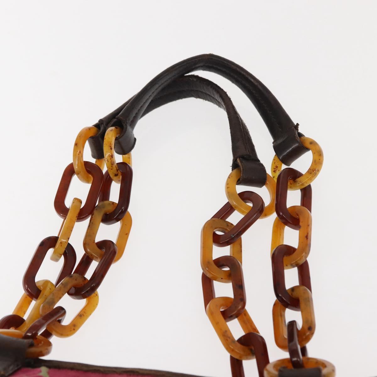 Miu Miu Shoulder Bag Velor Khaki Silver Auth 149197