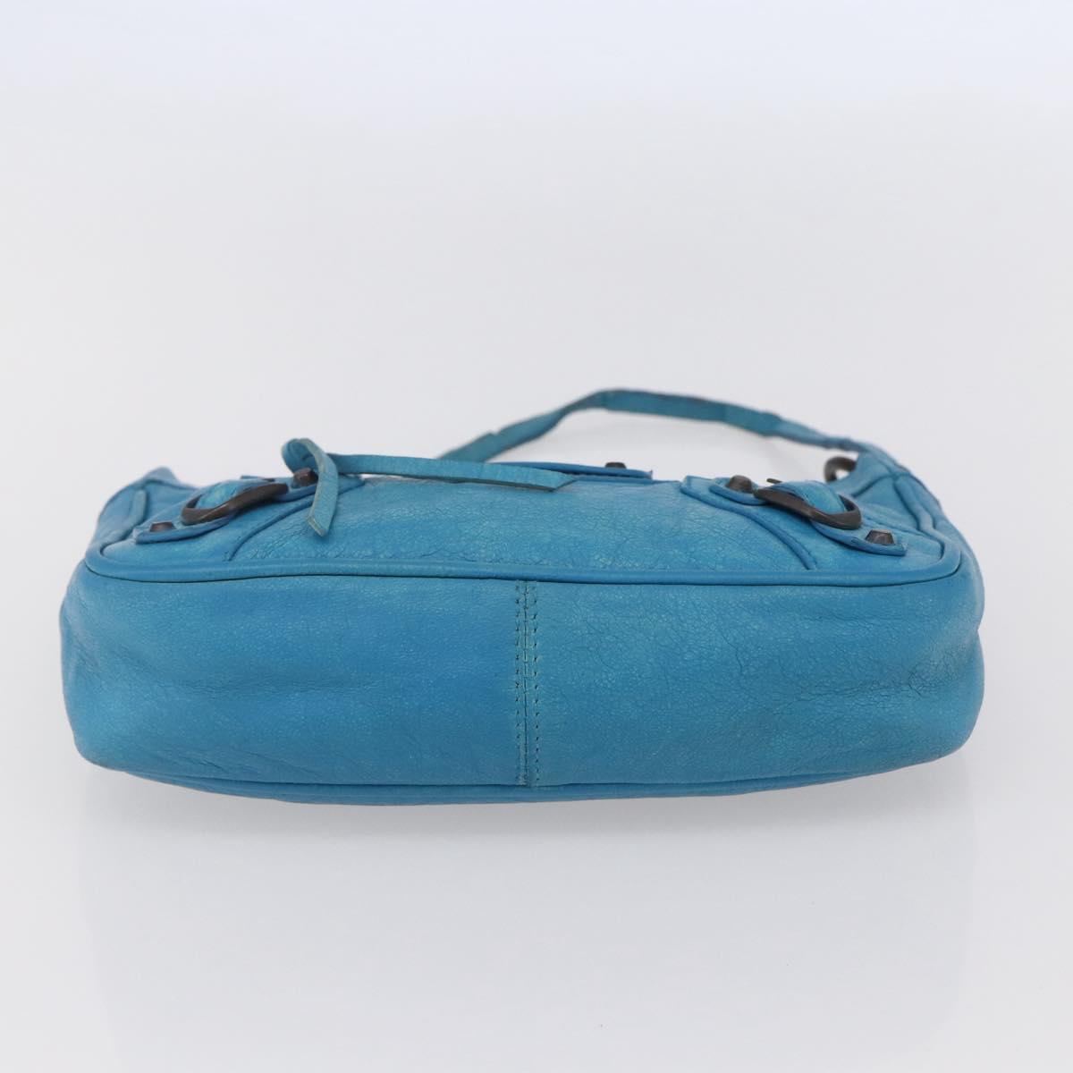 BALENCIAGA The Shoulder Shoulder Bag Leather Blue 138226 Auth 149200