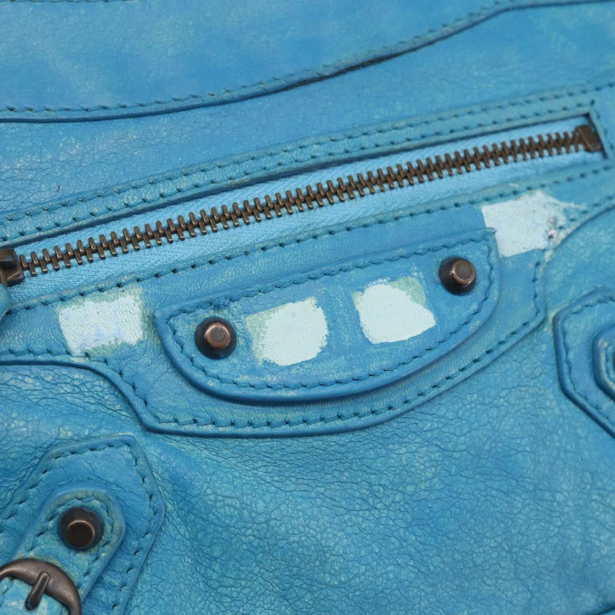 BALENCIAGA The Shoulder Shoulder Bag Leather Blue 138226 Auth 149200