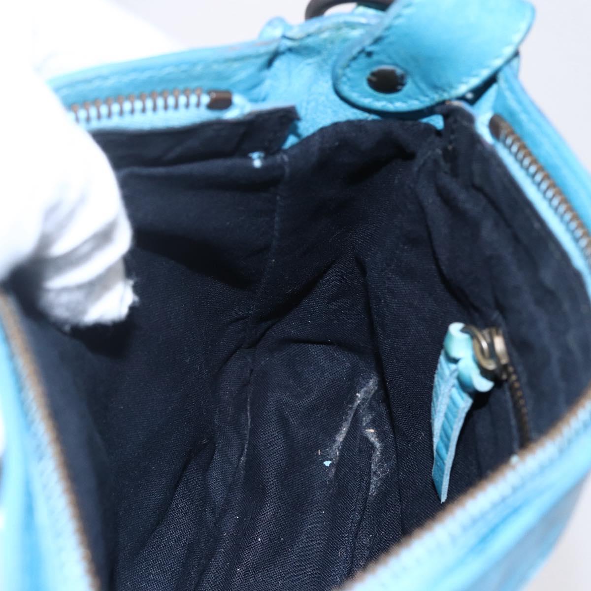 BALENCIAGA The Shoulder Shoulder Bag Leather Blue 138226 Auth 149200