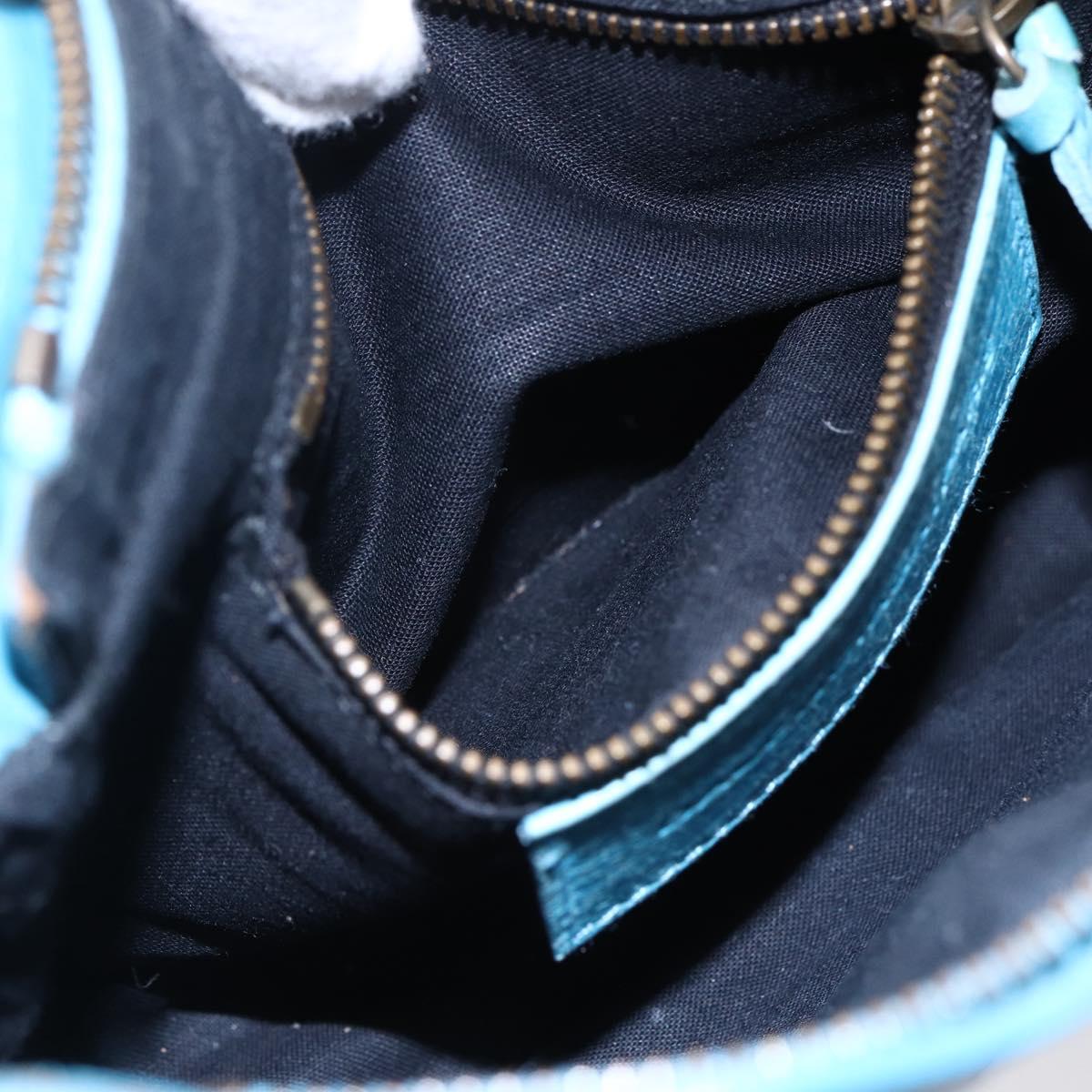 BALENCIAGA The Shoulder Shoulder Bag Leather Blue 138226 Auth 149200