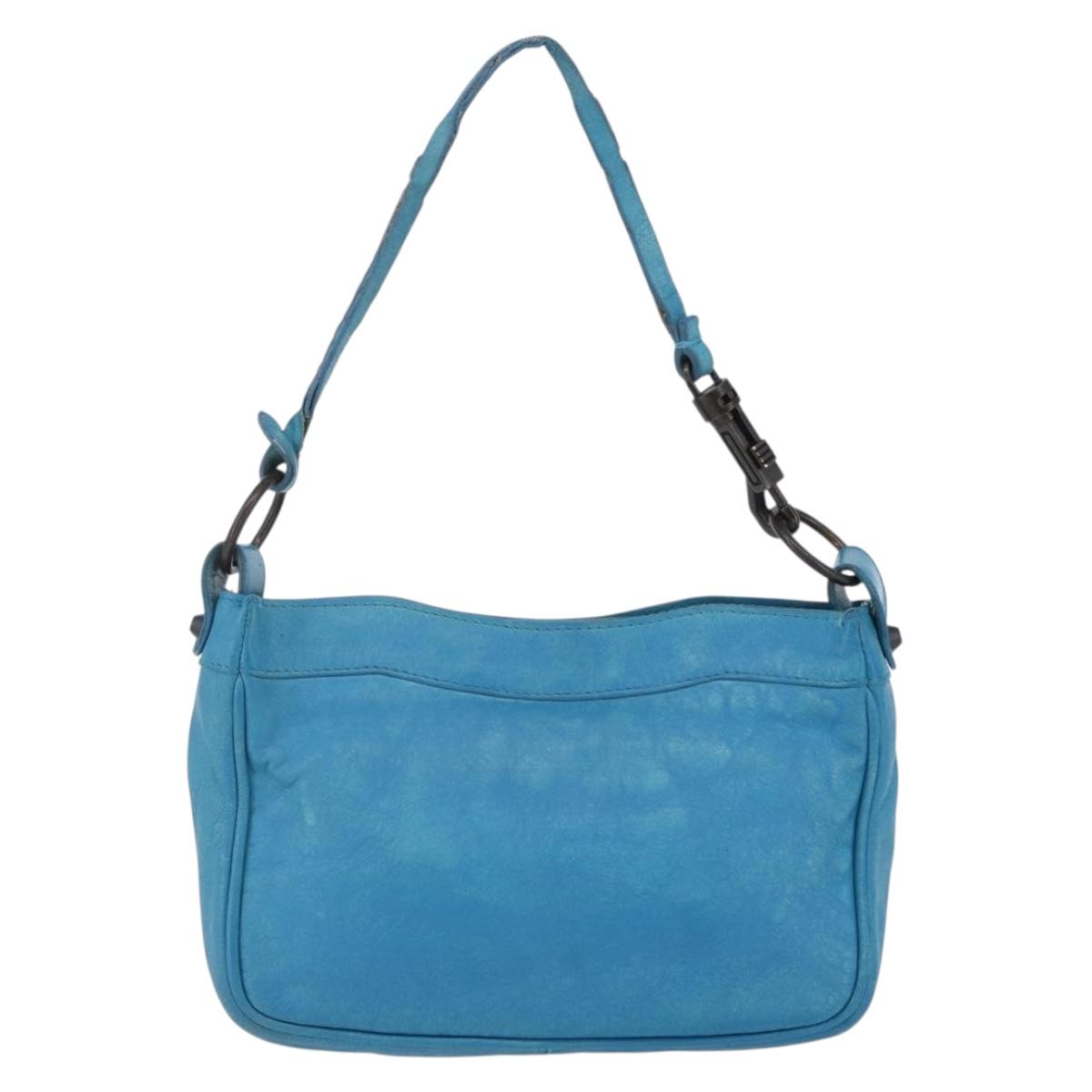 BALENCIAGA The Shoulder Shoulder Bag Leather Blue 138226 Auth 149200