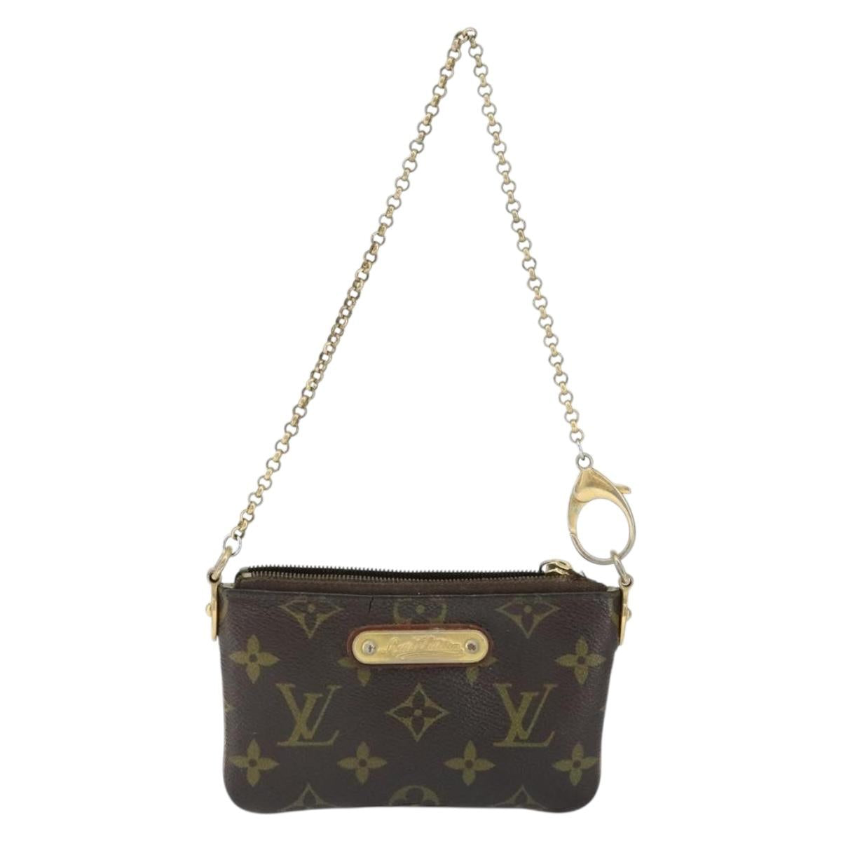 LOUIS VUITTON Monogram Chain Pochette Mila PM Accessory Pouch M60094 Auth 149211