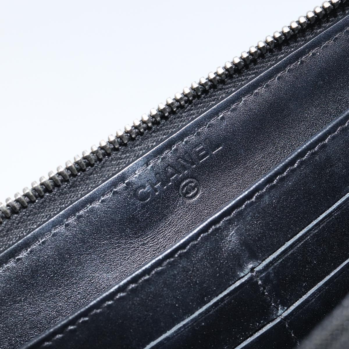 CHANEL Long Wallet Leather Gold Silver CC Auth 149215