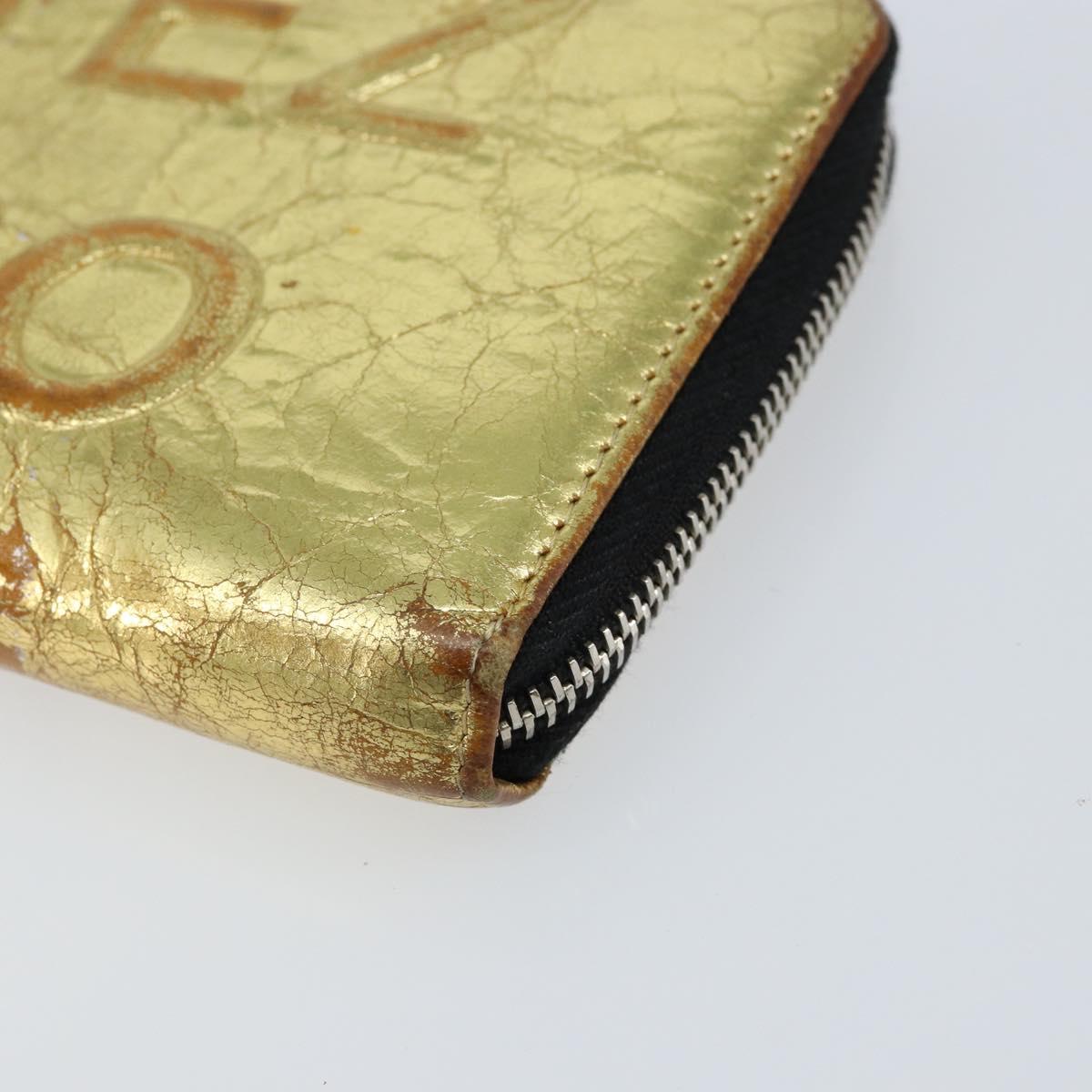 CHANEL Long Wallet Leather Gold Silver CC Auth 149215